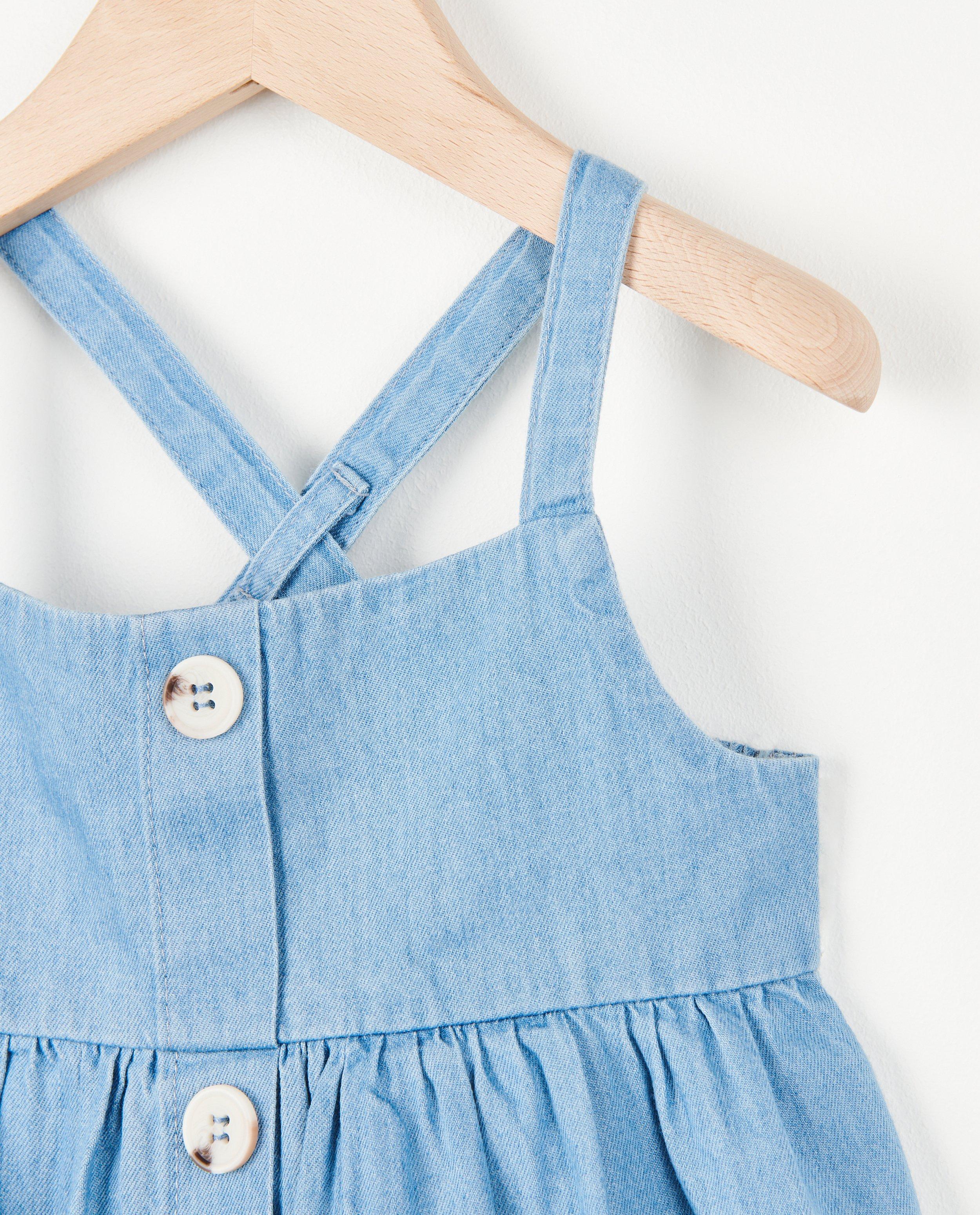 Robes - Salopette bleue à boutons
