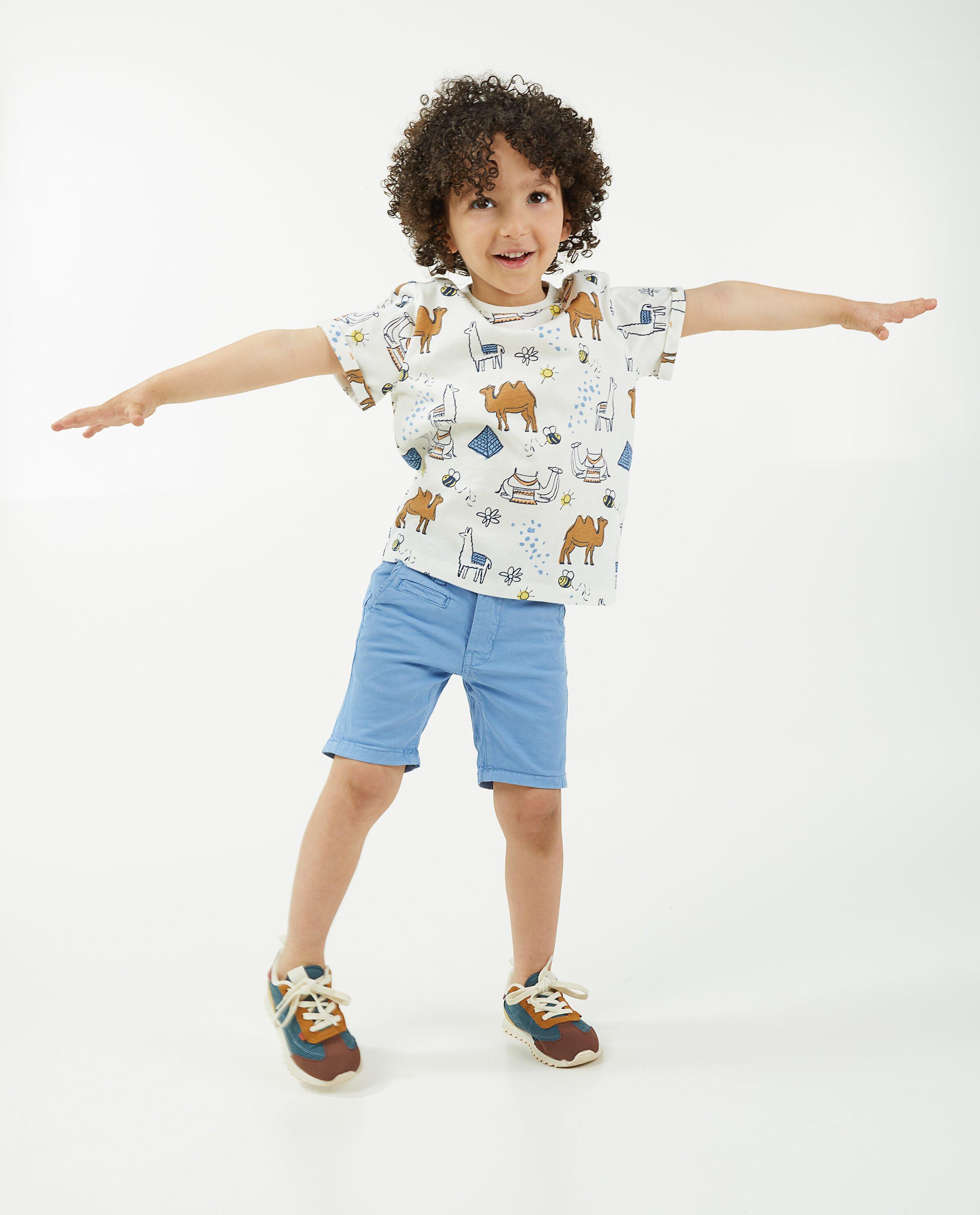 Blauwe short met insteekzakken - null - Maya
