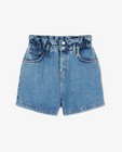 Shorts - Short en jeans bleu avec bord froncé