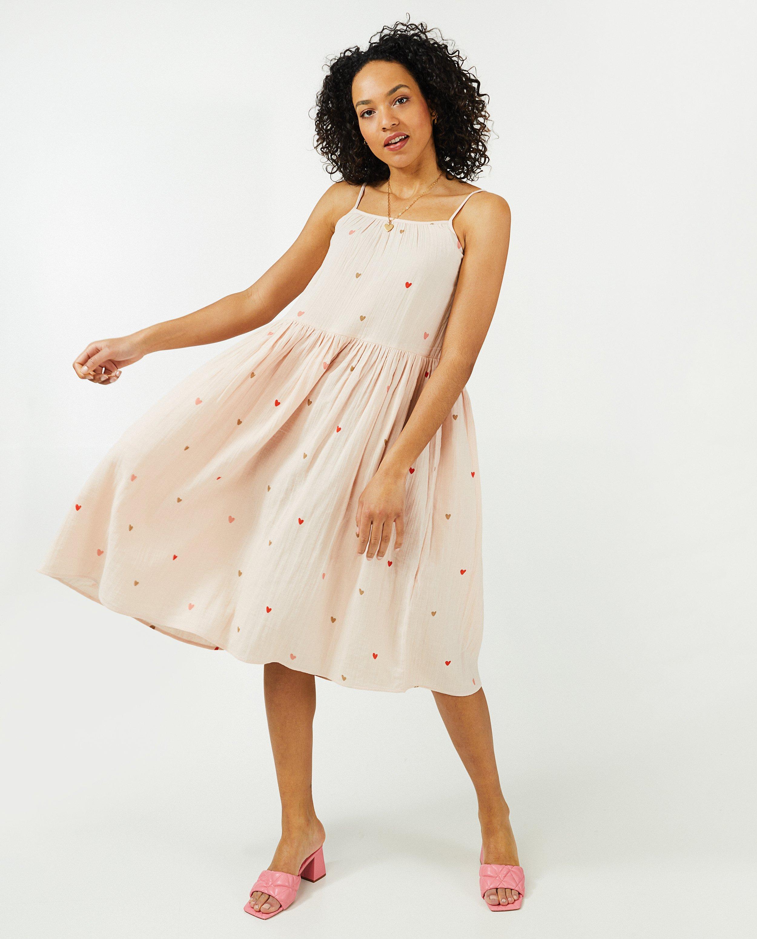 Roze jurk met hartjesprint Familystories JBC Belgie Belgie