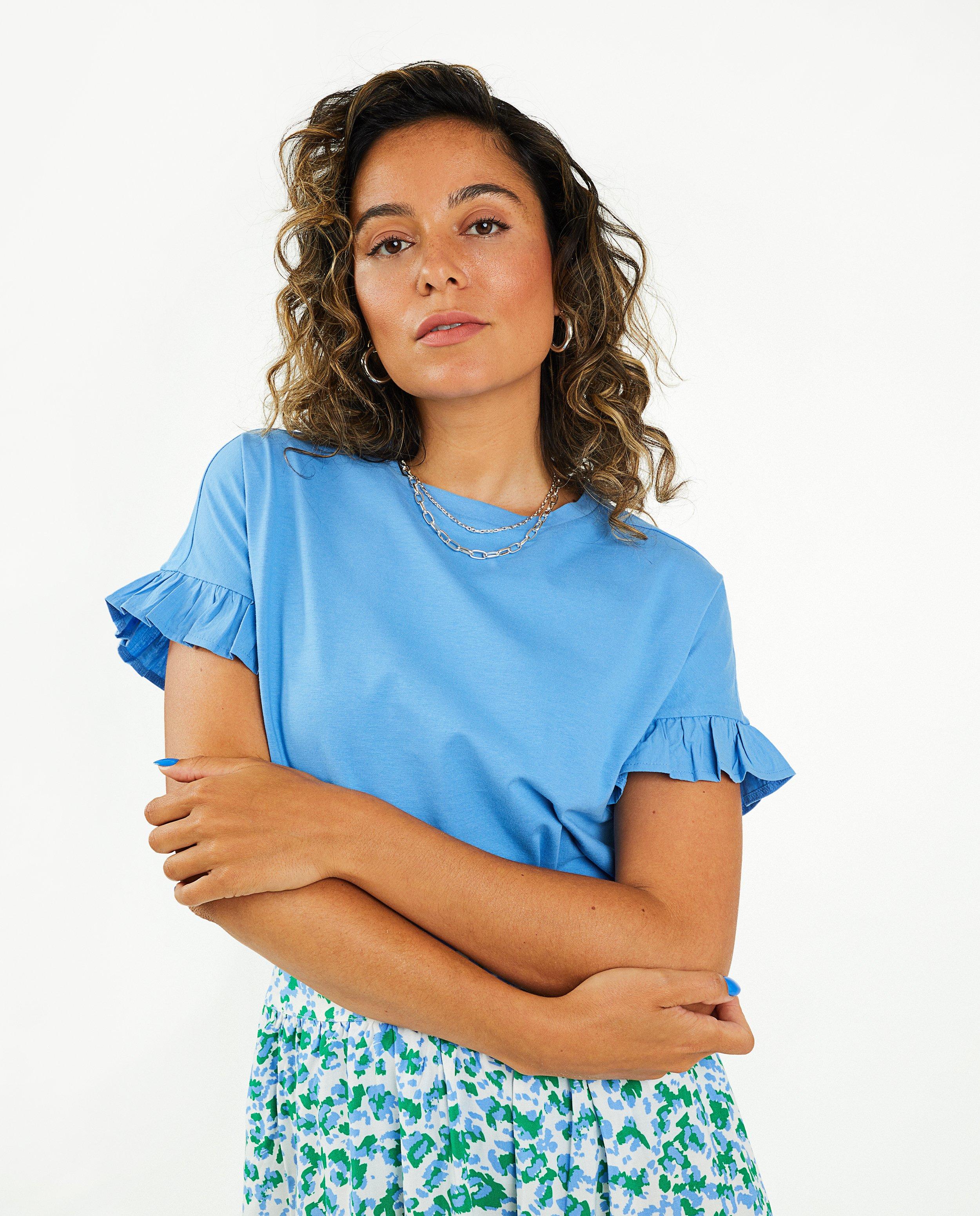 T-shirts - Geel T-shirt met ruches