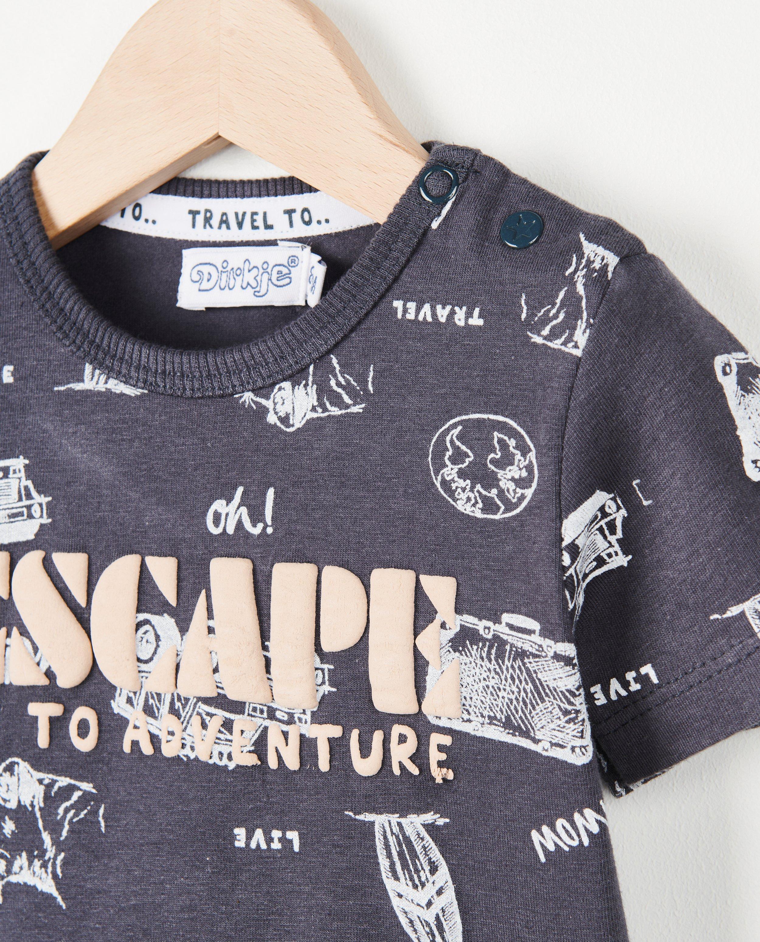 T-shirts - Blauw T-shirtje met print Dirkje