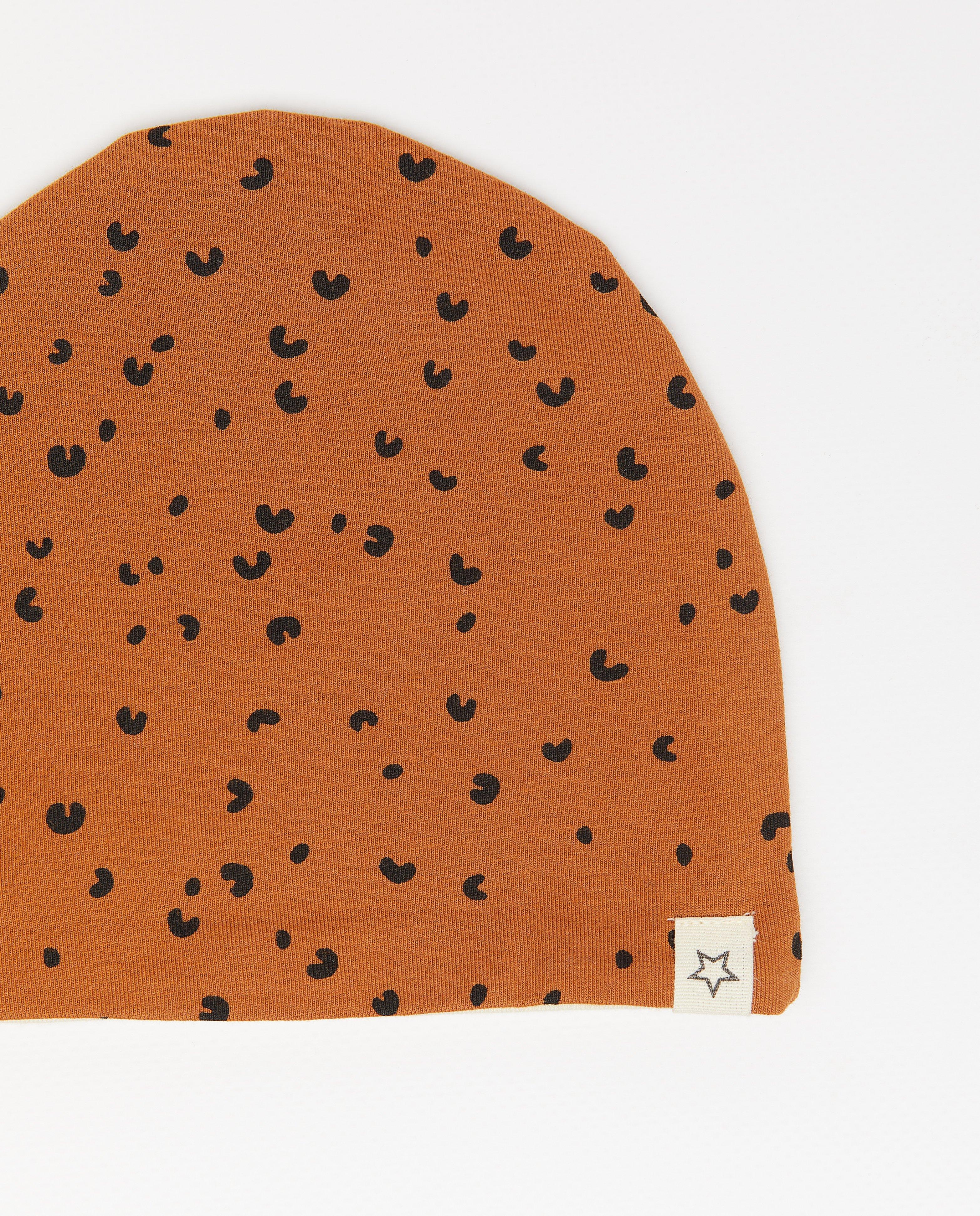 Breigoed - Bruine muts met print