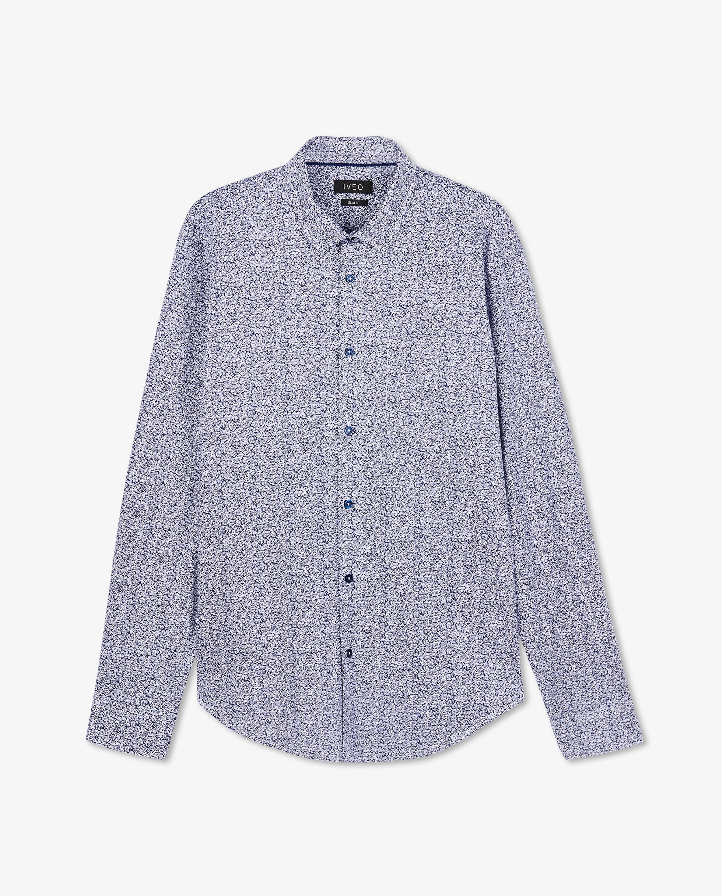 Hemden - Blauw hemd met bloemenprint