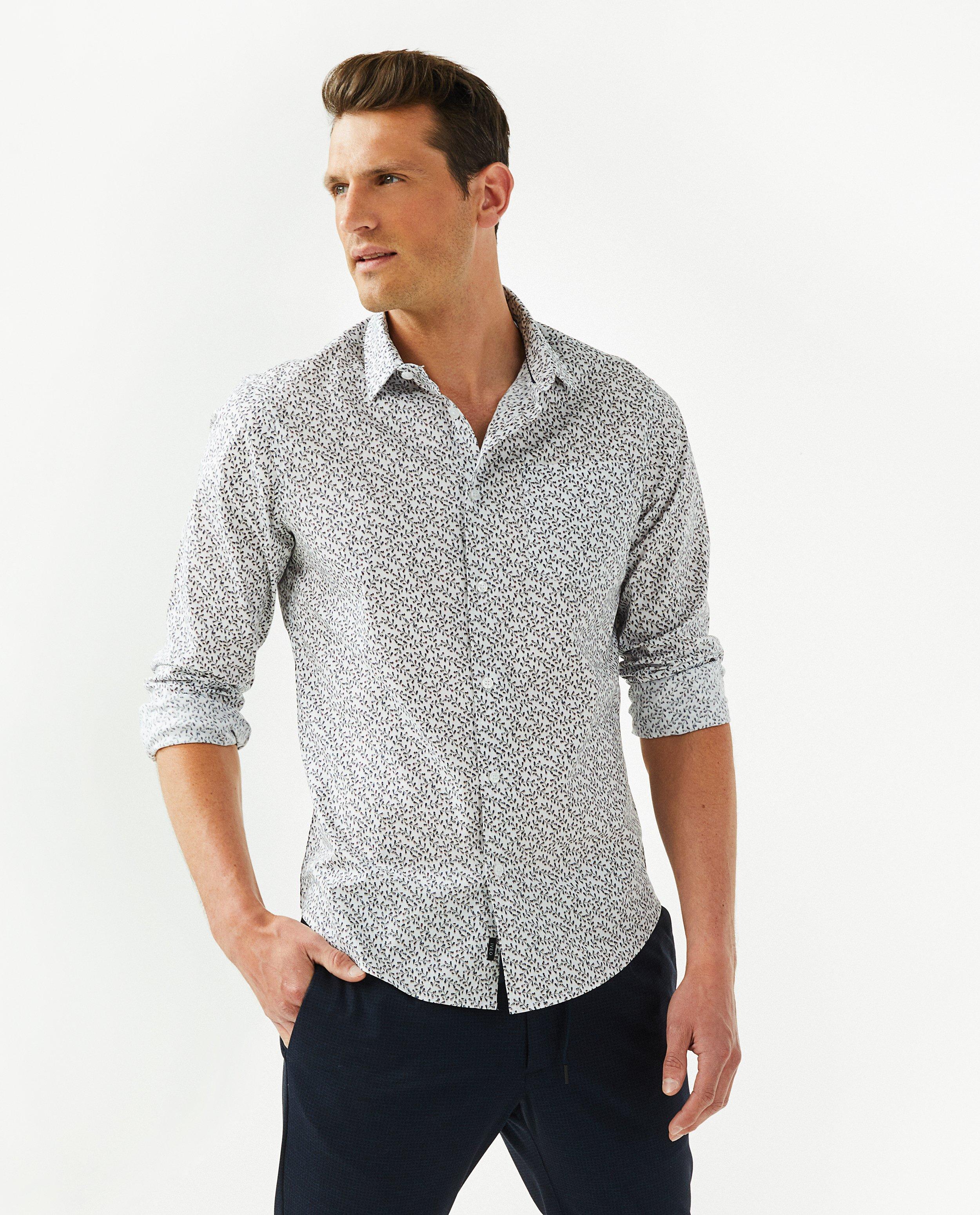 Hemden - Blauw hemd met bloemenprint