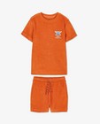 Nachtkleding - Sponzen pyjama in oranjerood