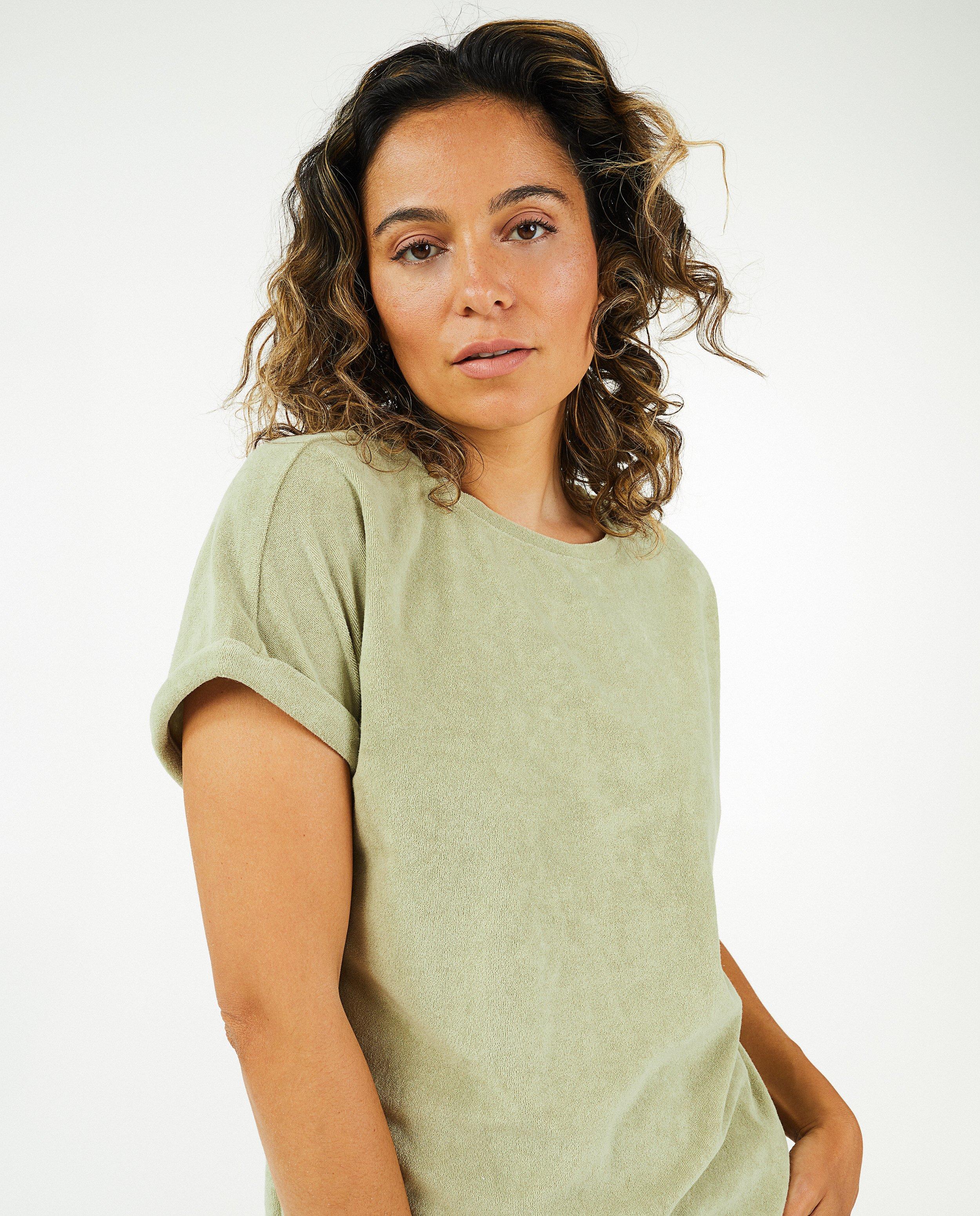 T-shirts - Groen T-shirt van badstof, dames