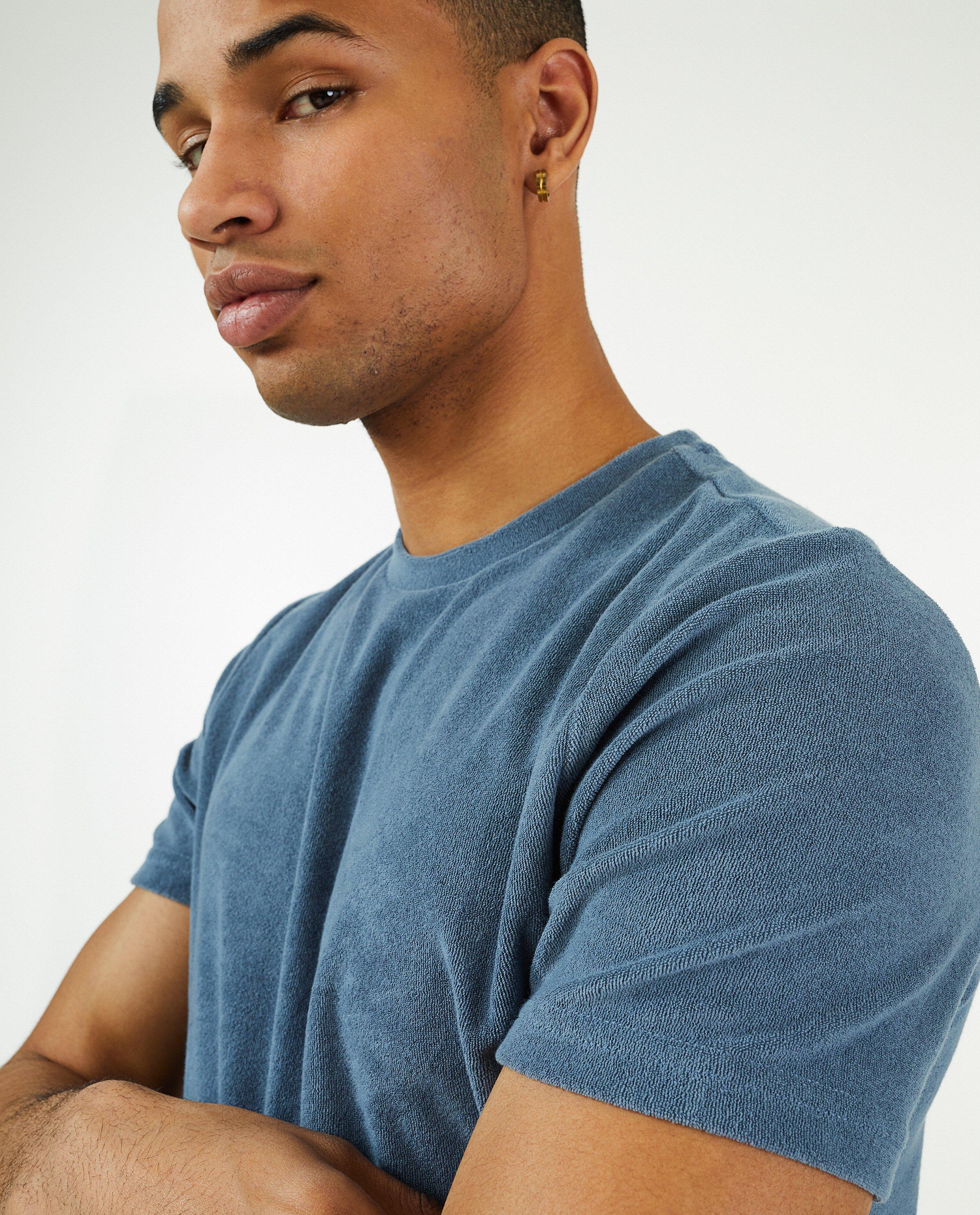 Blauw T-shirt van badstof, heren - null - Familystories
