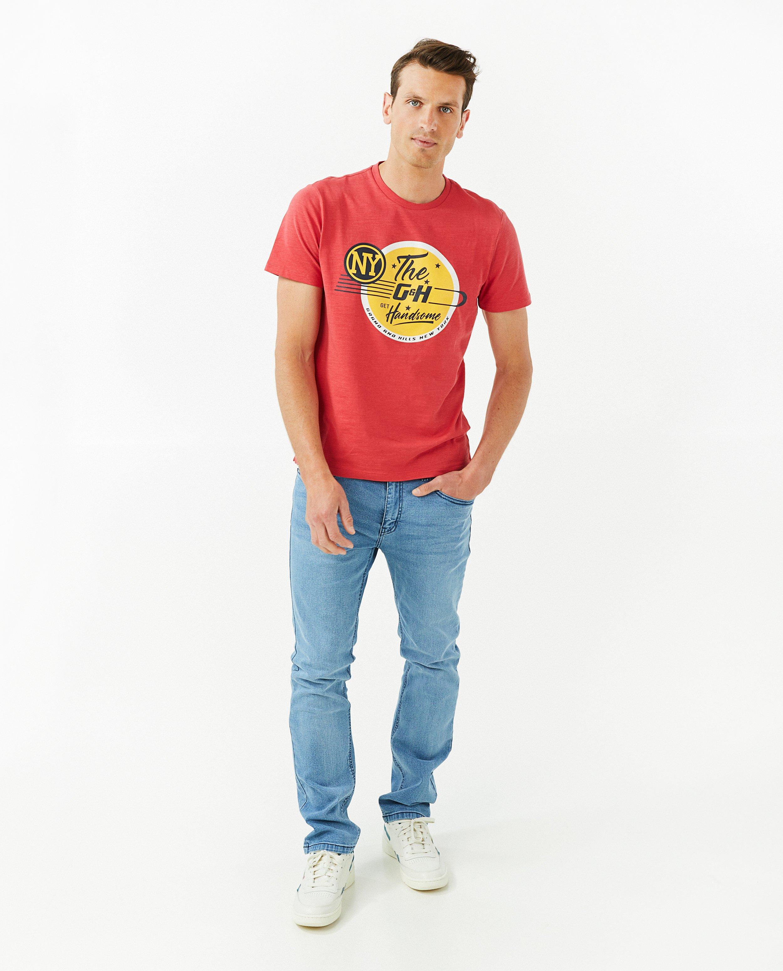 T-shirt rouge à inscription - null - OVS