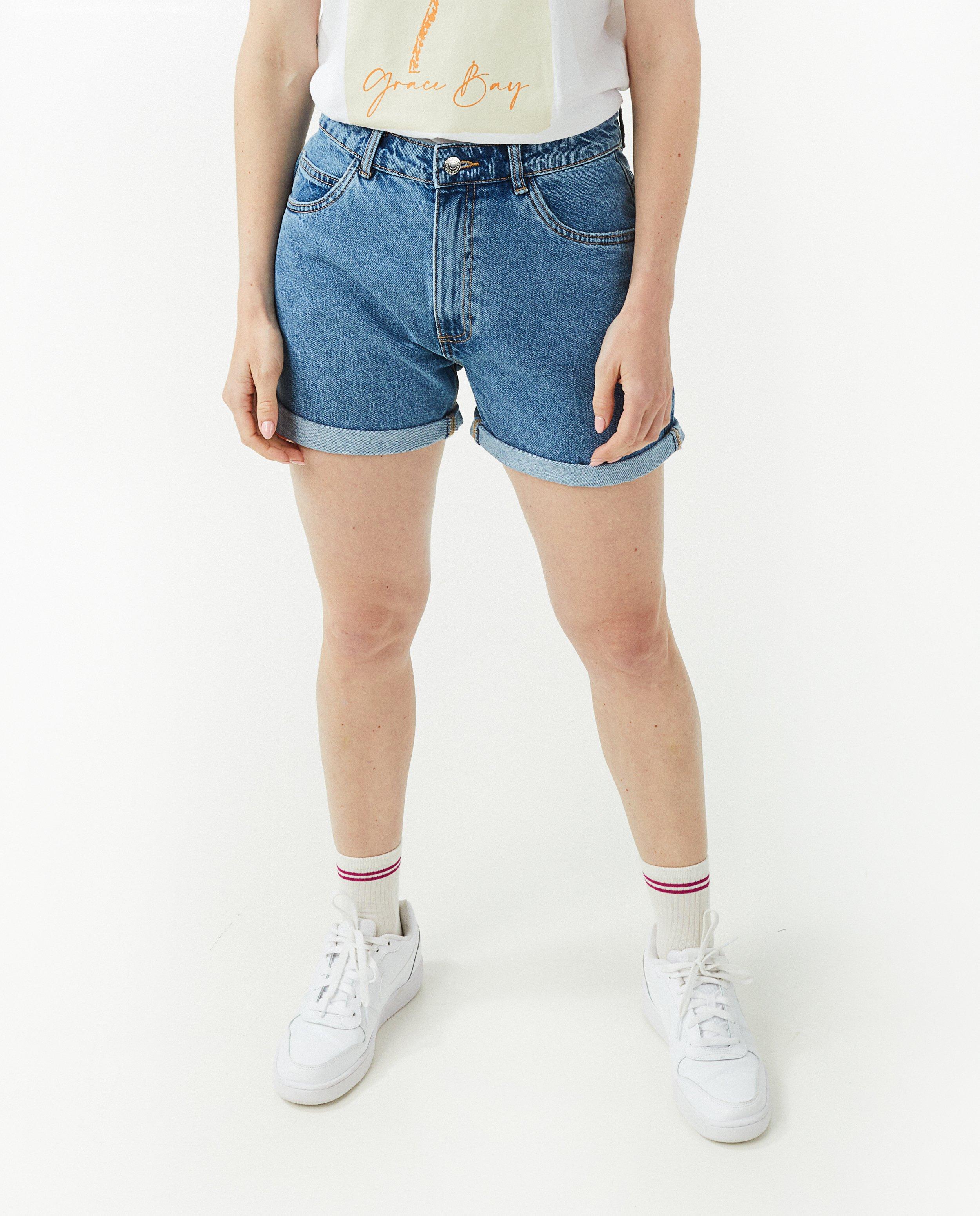 Shorts - Bermuda bleu, coupe mom