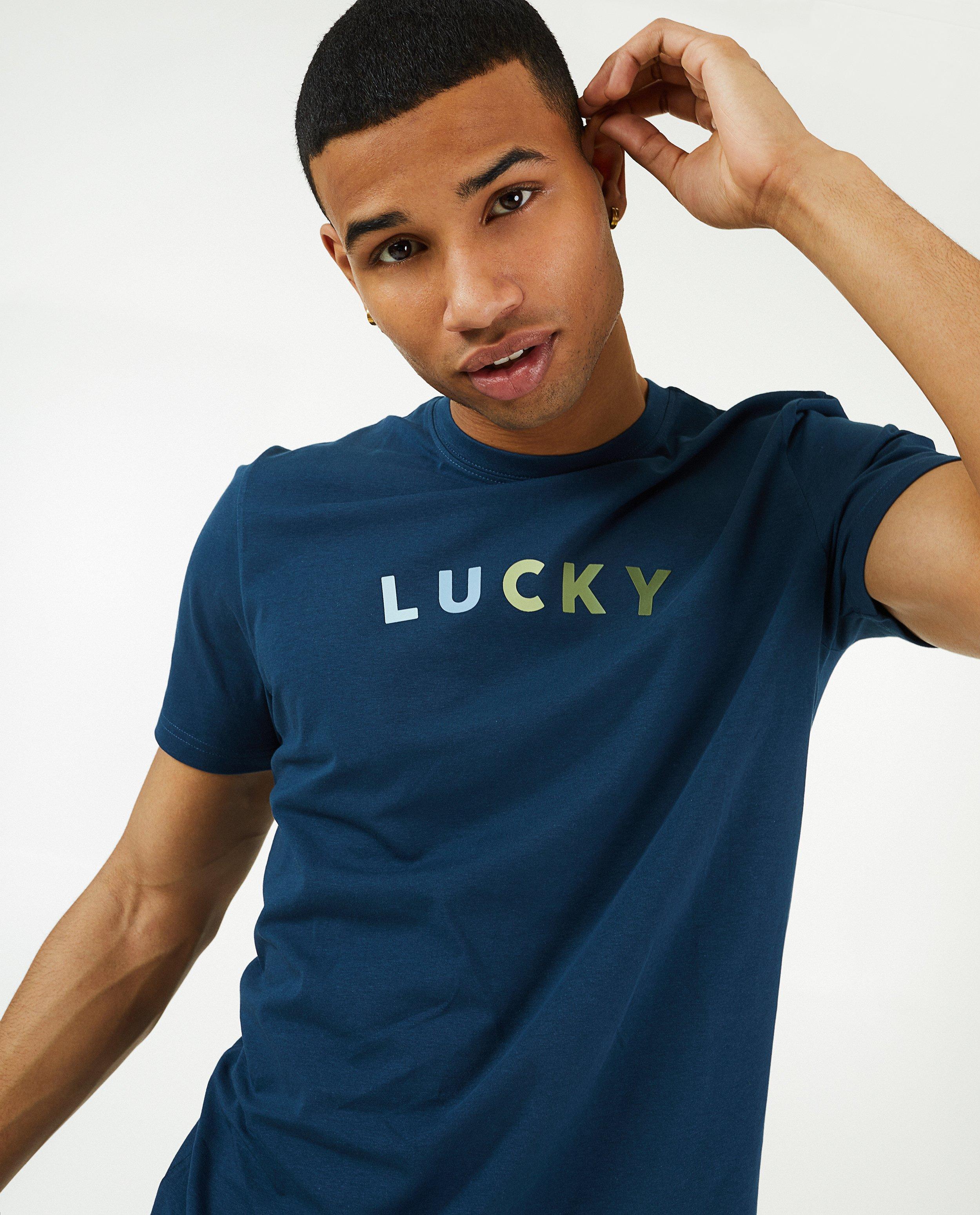 T-shirt bleu foncé à inscription, hommes - null - Familystories