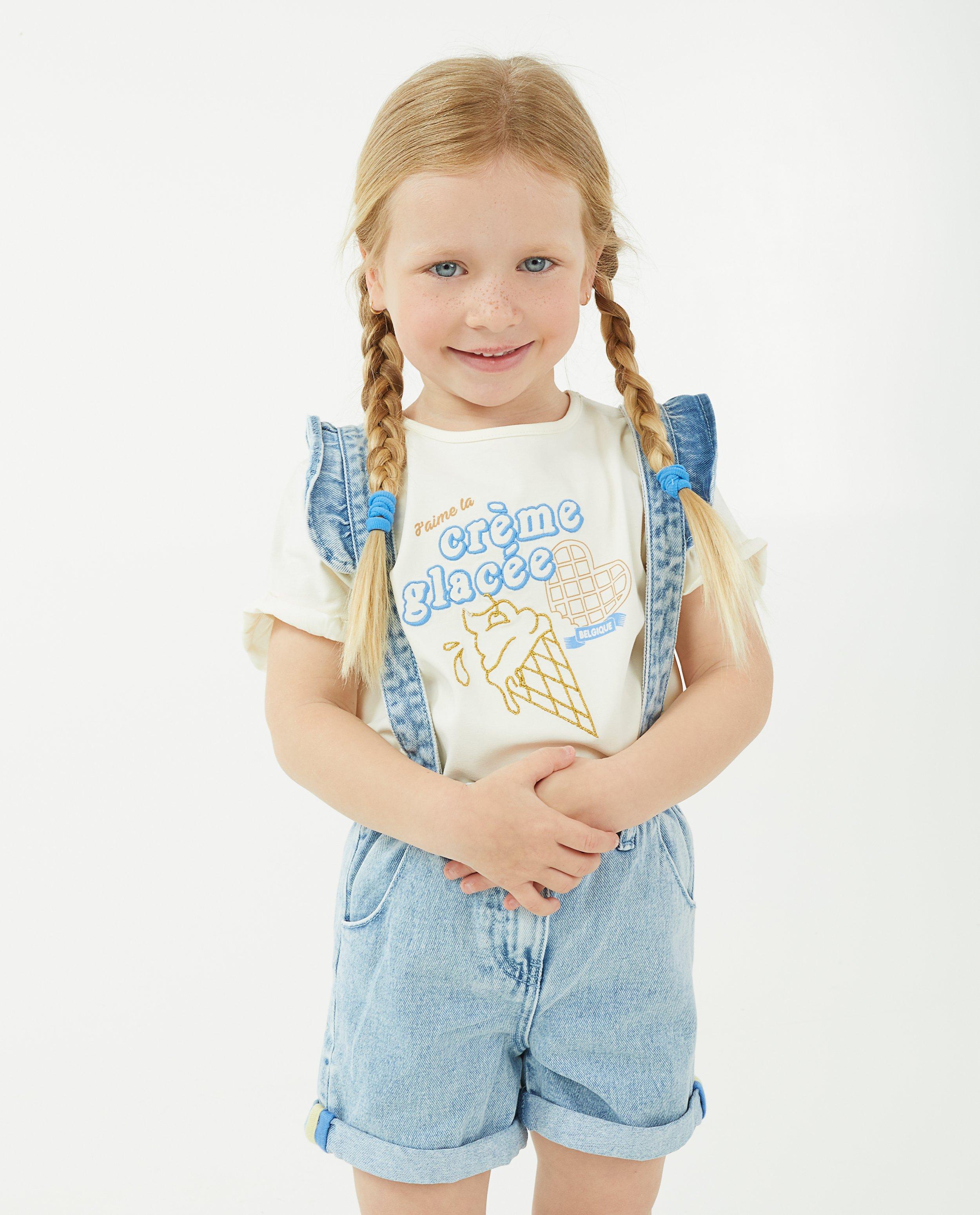 Salopette ruchée en jeans bleu clair - null - Milla Star