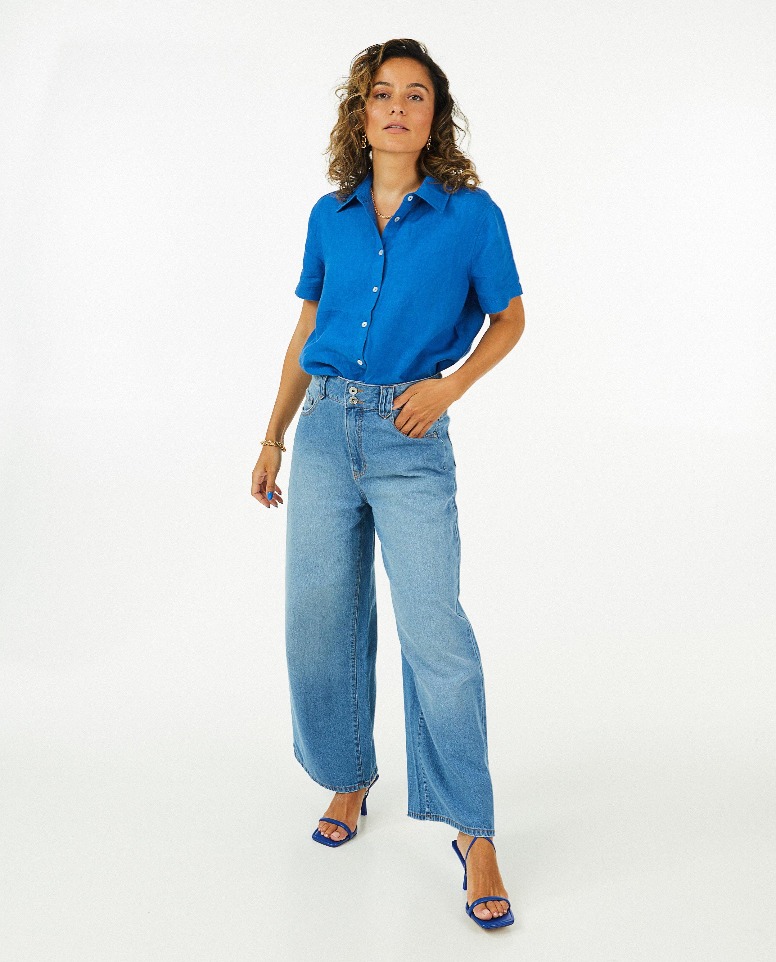 Chemises - Chemisier bleu en lin Sora