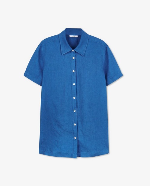 Hemden - Blauw linnen hemd Sora
