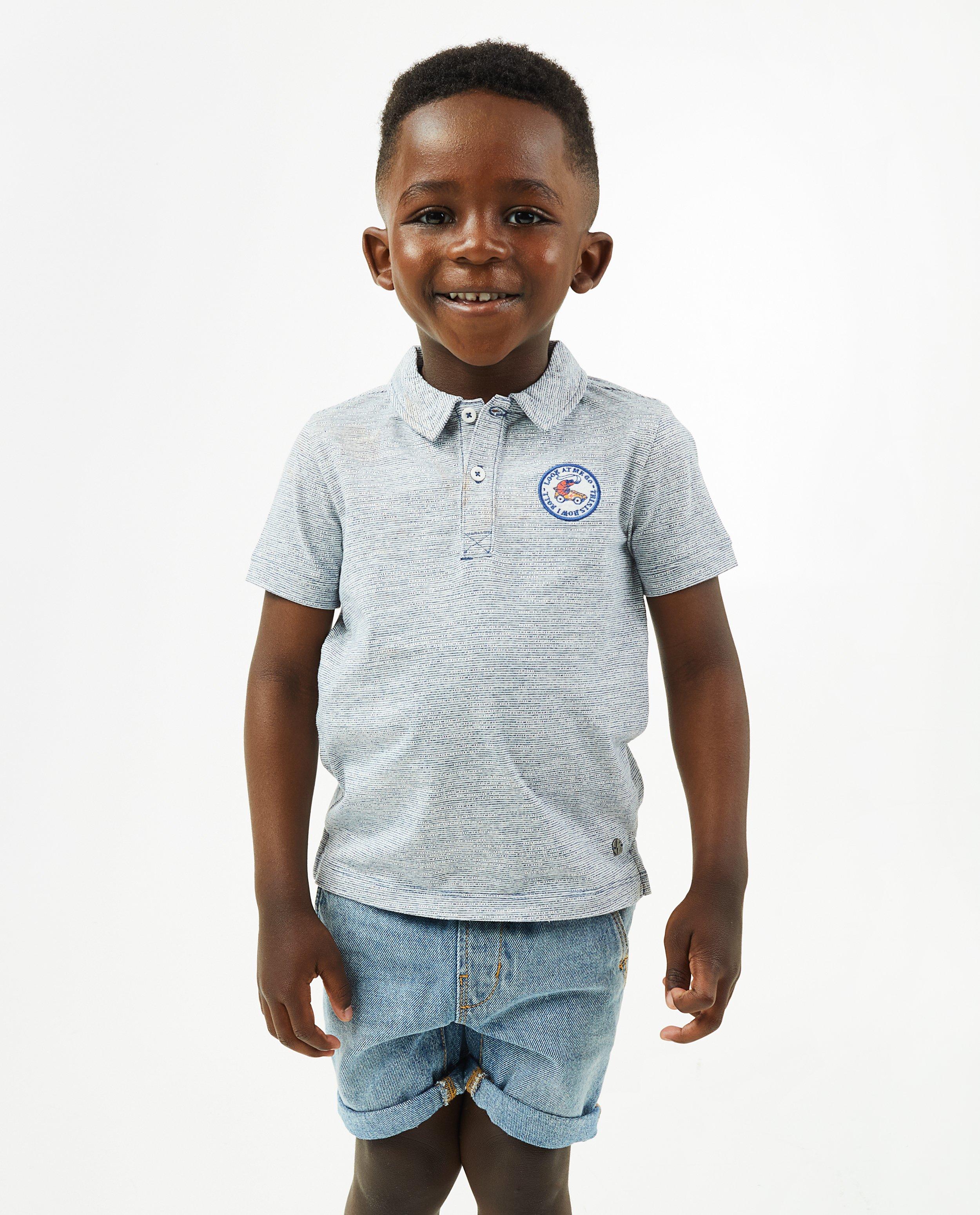 Blauwe gemêleerde polo - null - Kidz Nation