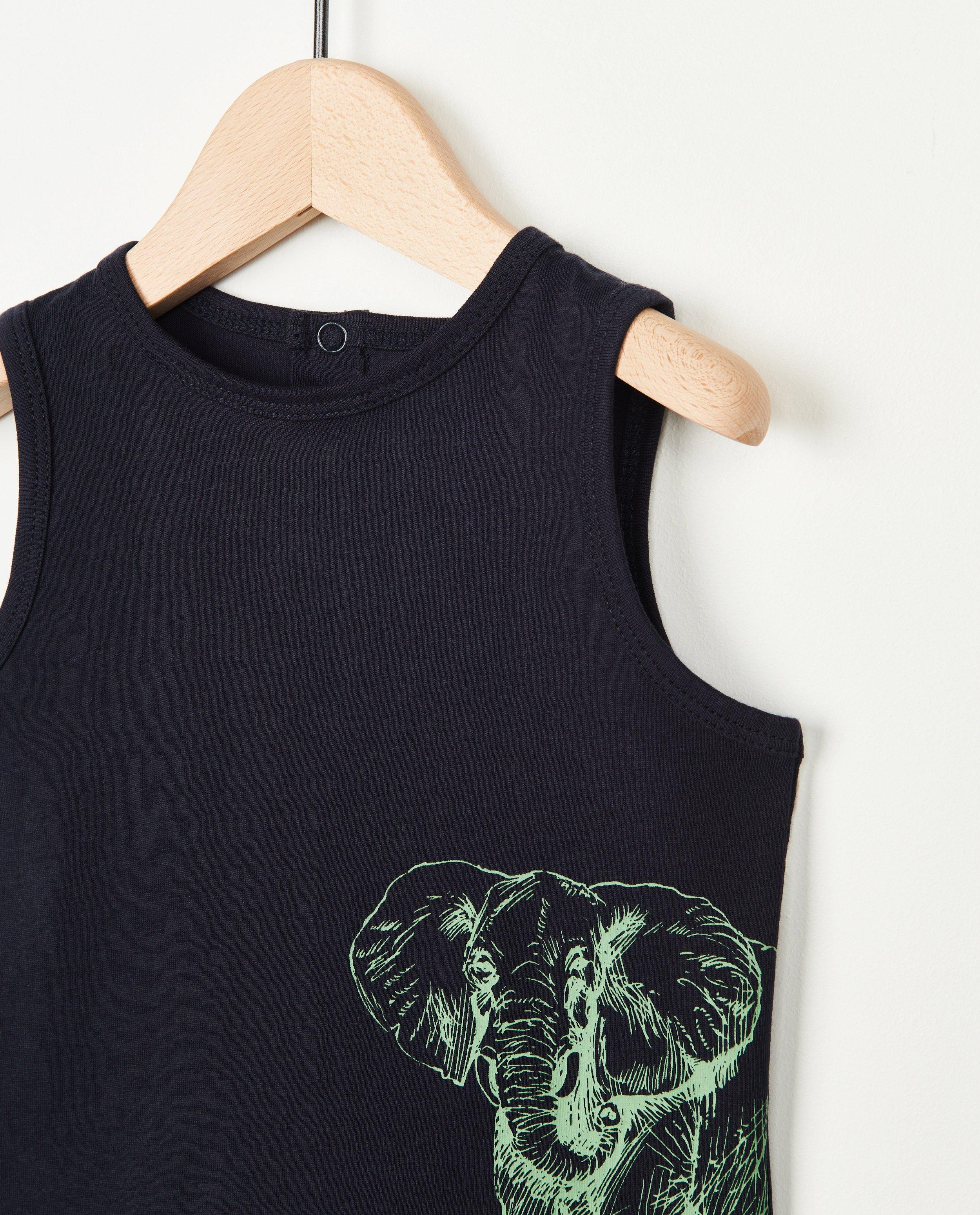 T-shirts - Blauwe tanktop met olifant