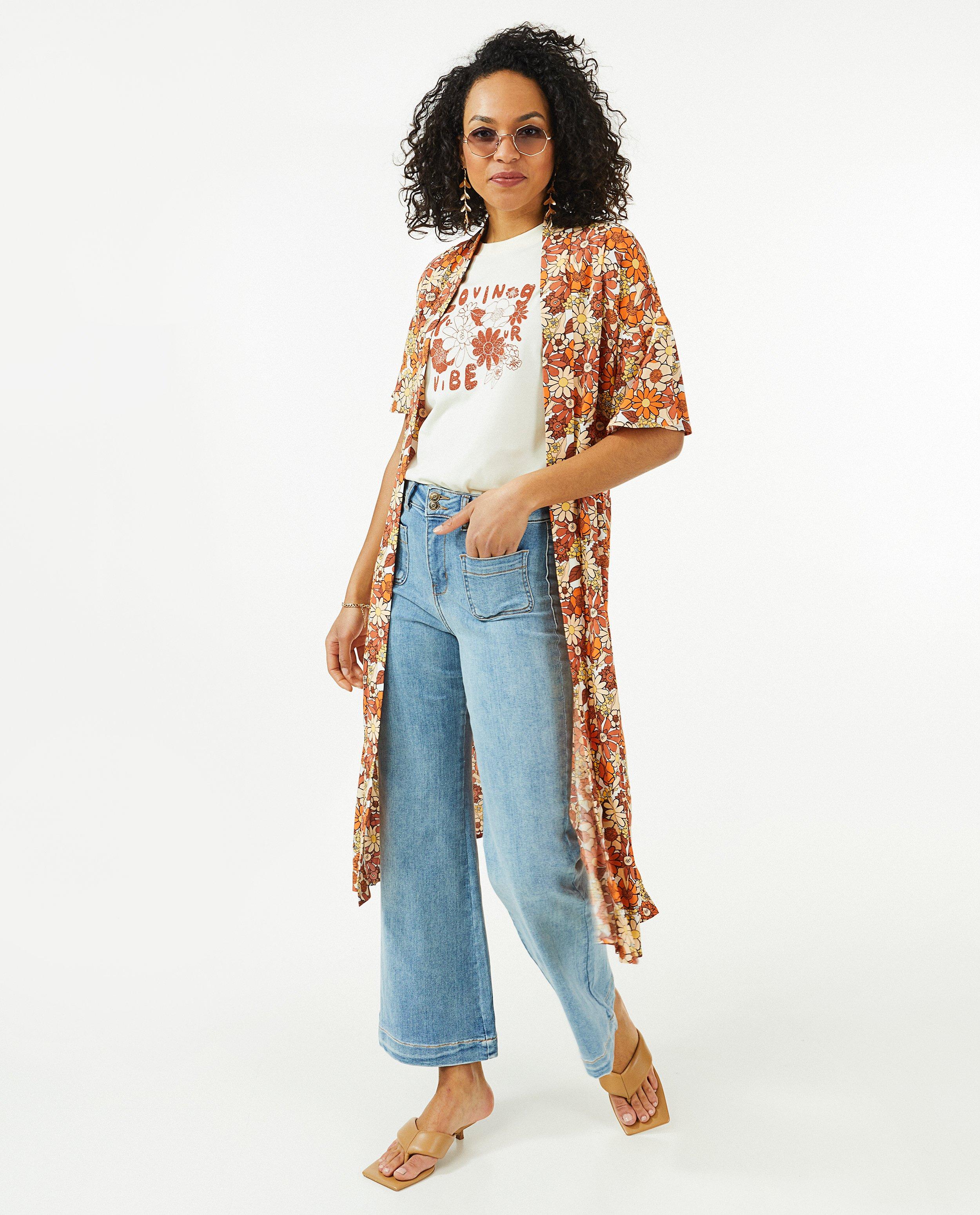 Oranje kimono met bloemenprint - Product Detail - oranje - afbeelding nummer 2