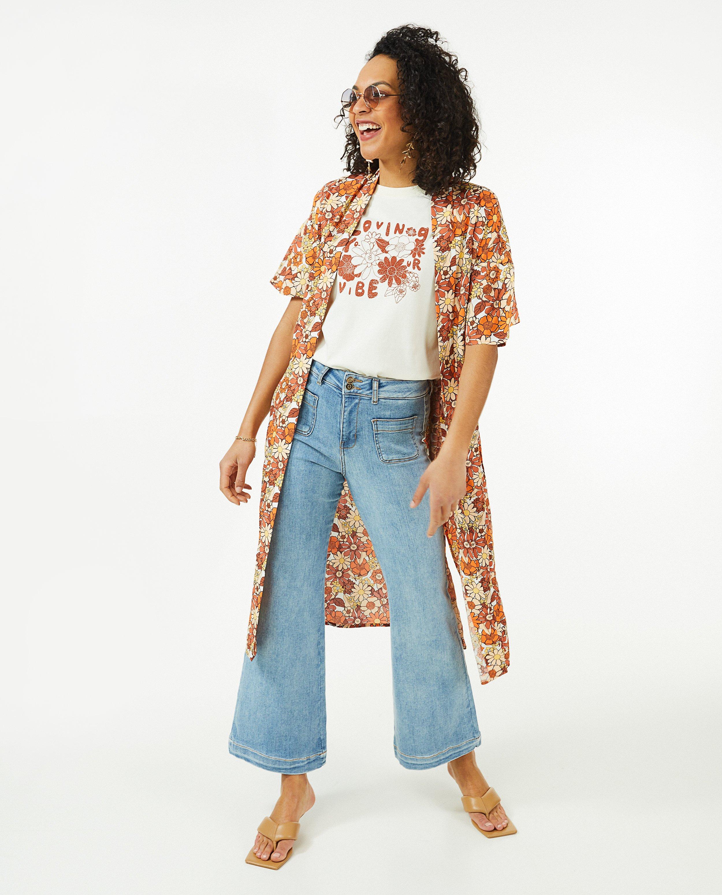 Oranje kimono met bloemenprint - Product Detail - oranje - afbeelding nummer 4