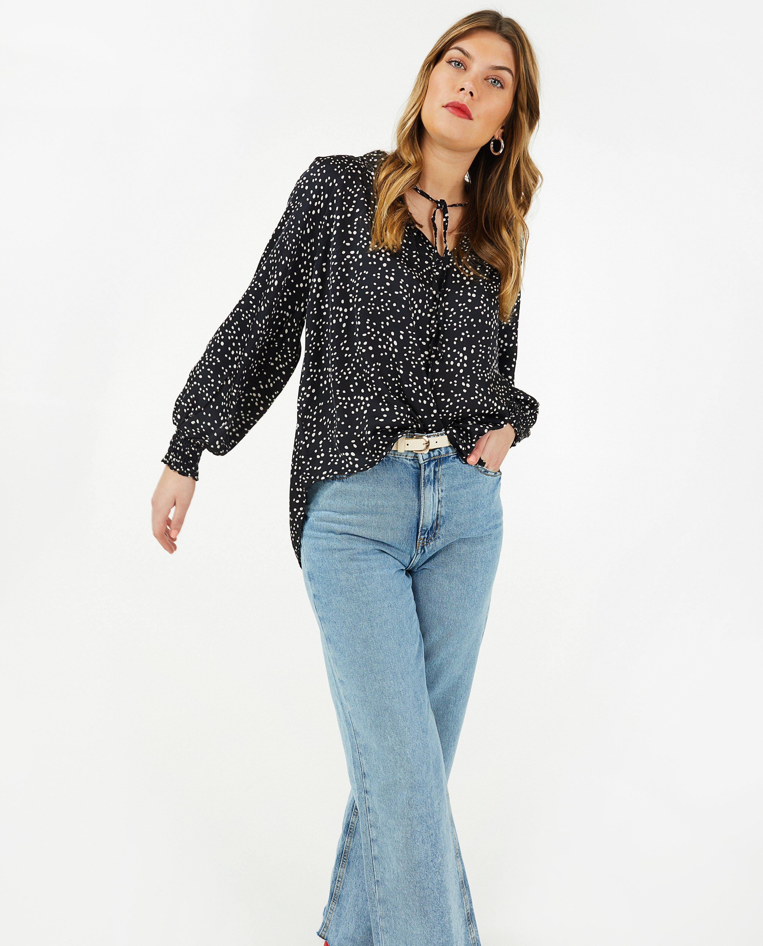 Chemises - Blouse noire à pois