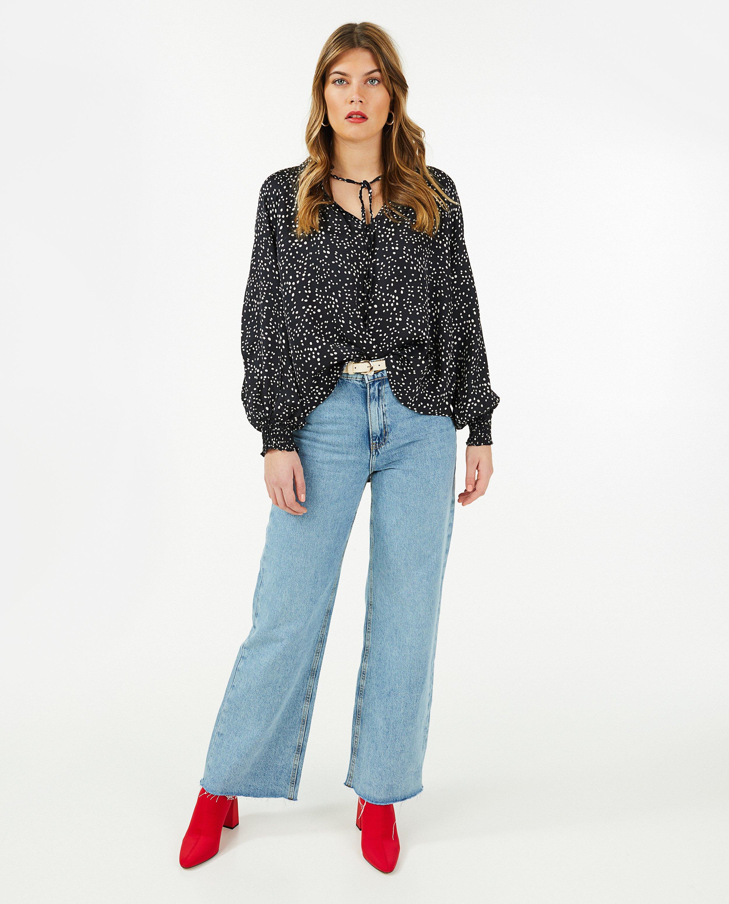 Chemises - Blouse noire à pois