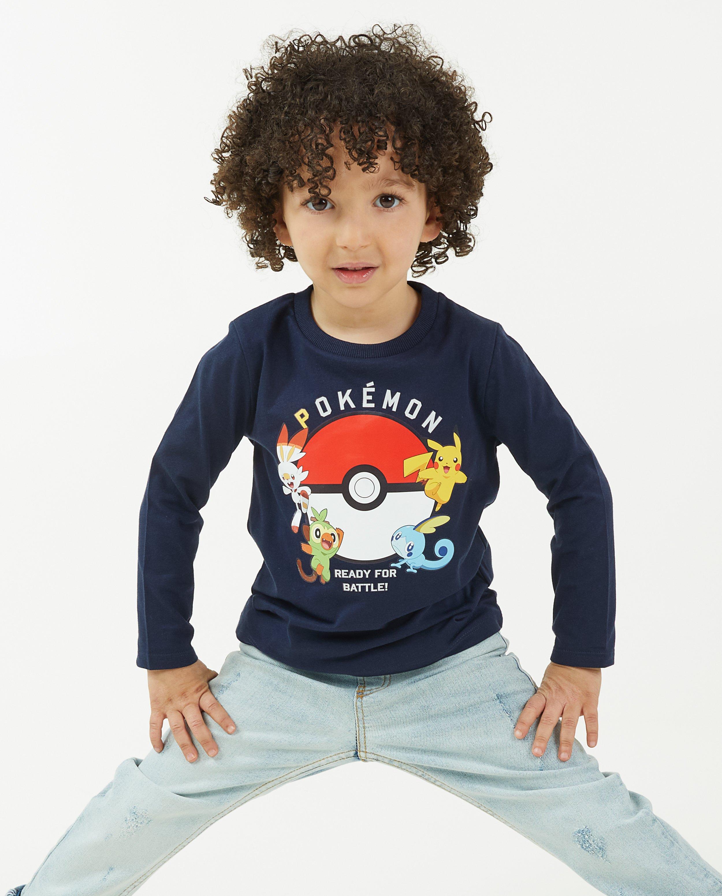 T-shirts - Blauwe longsleeve met Pokémonprint