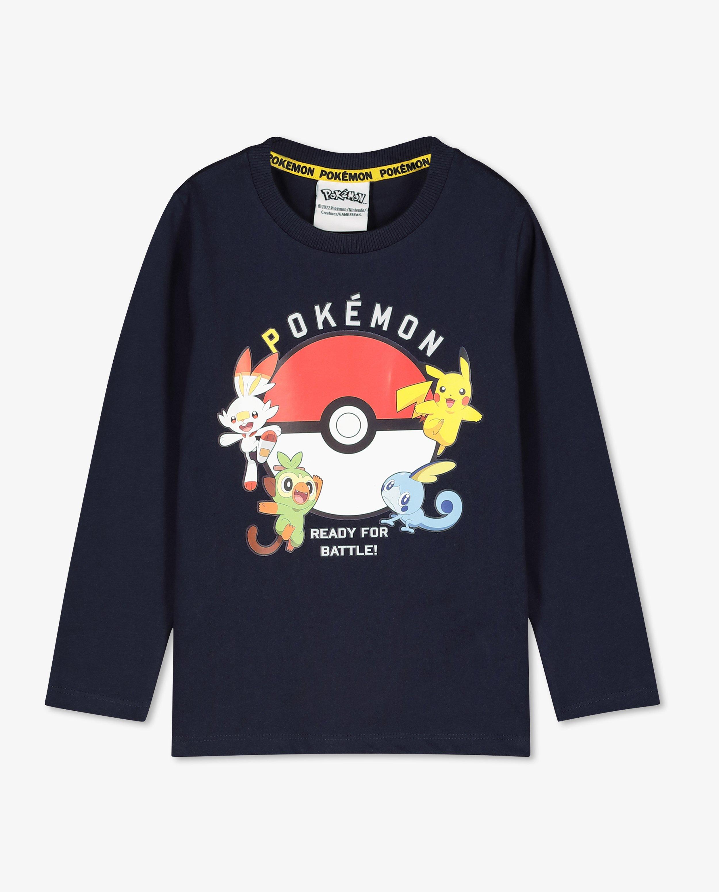 T-shirts - Blauwe longsleeve met Pokémonprint