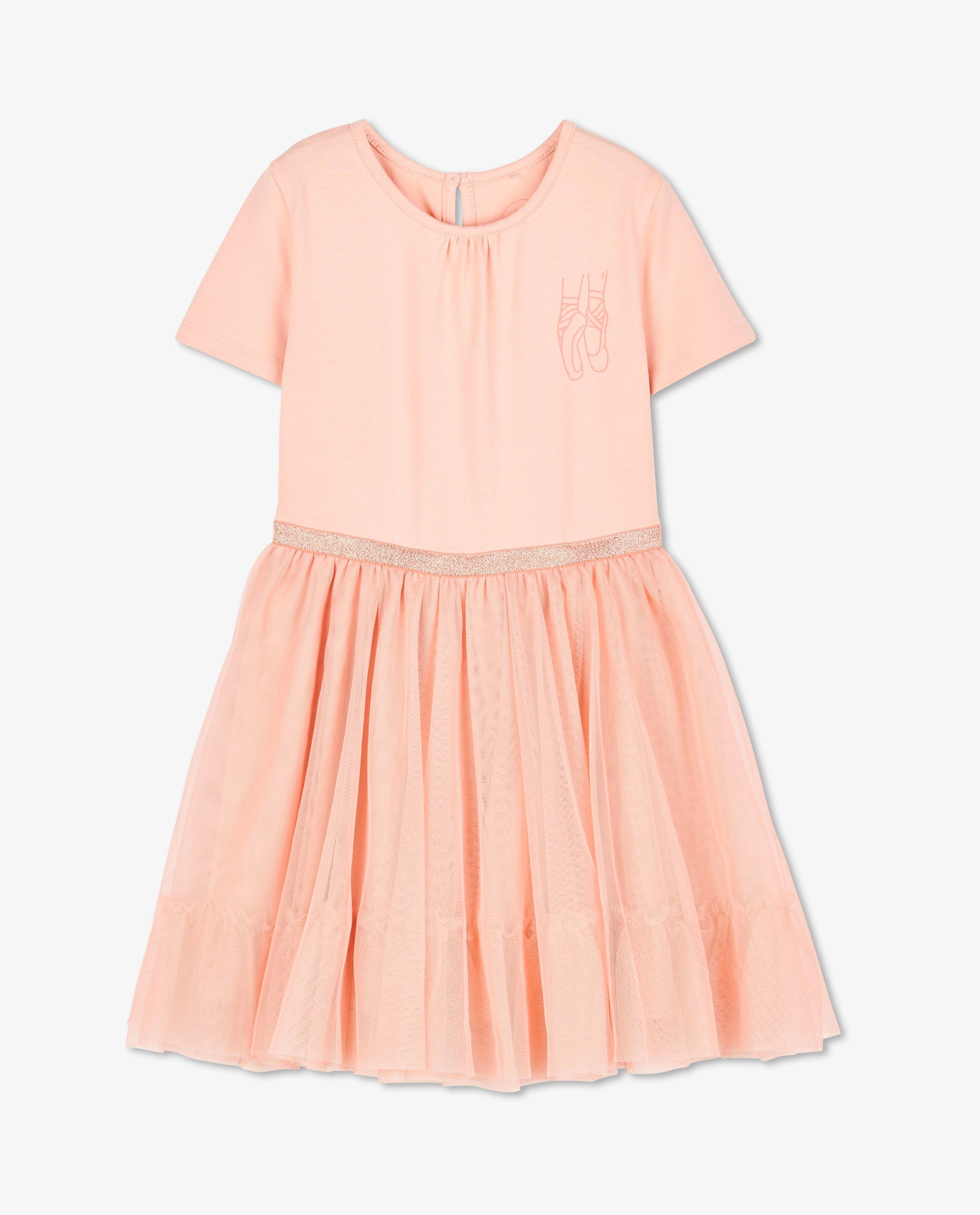 Robes - Robe rose avec jupe en tulle