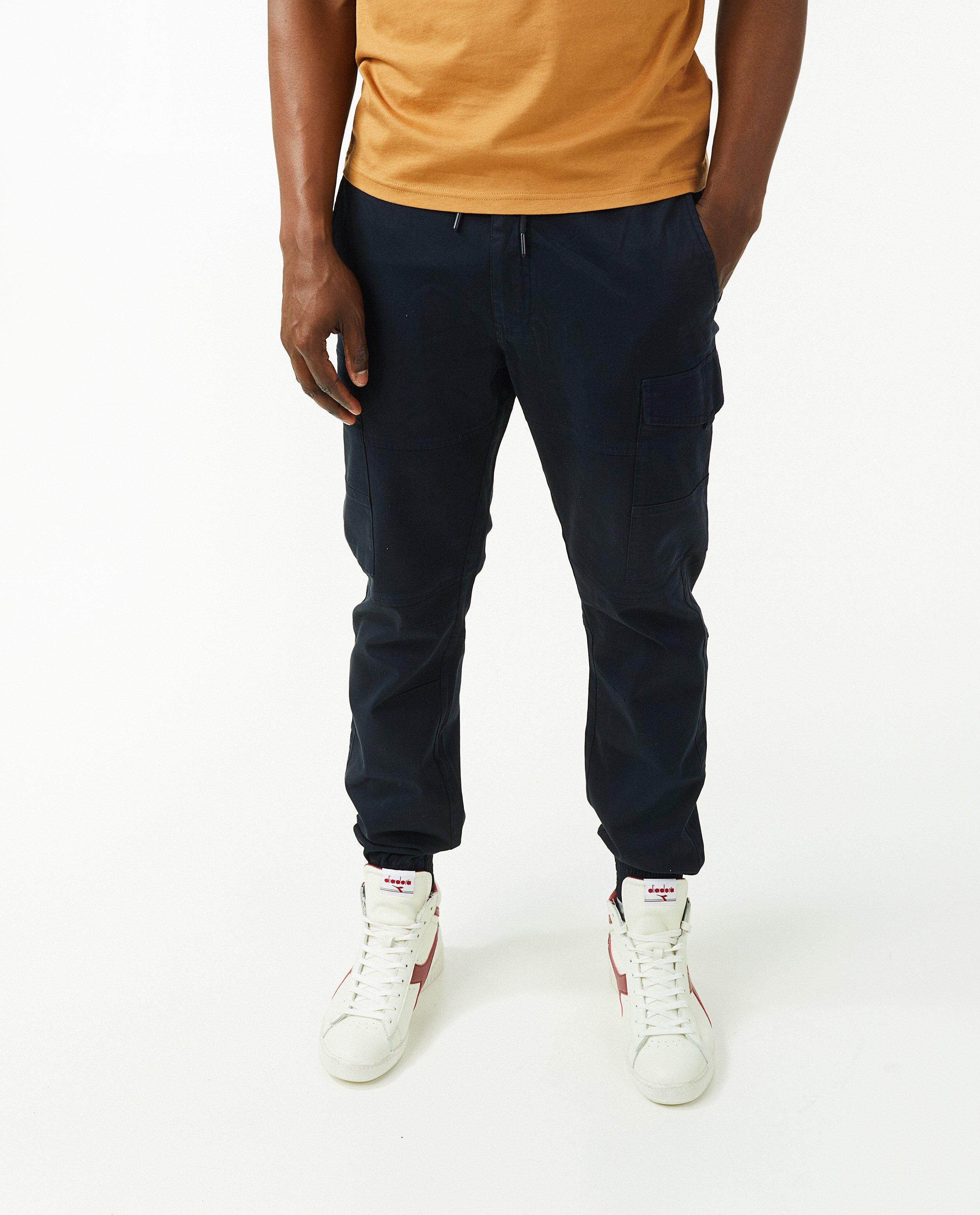 Pantalons - Pantalon cargo bleu foncé en coton bio