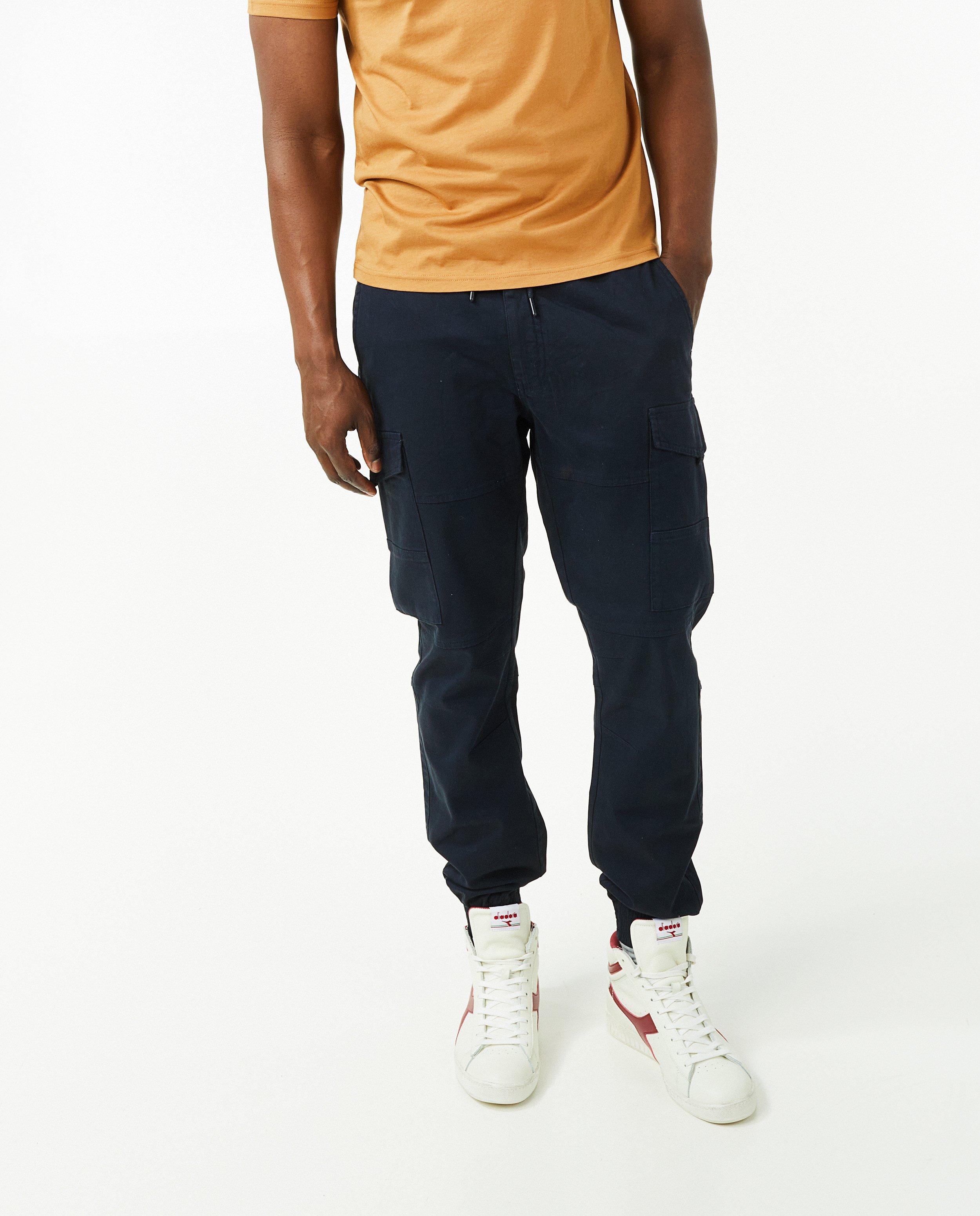 Pantalons - Pantalon cargo bleu foncé en coton bio