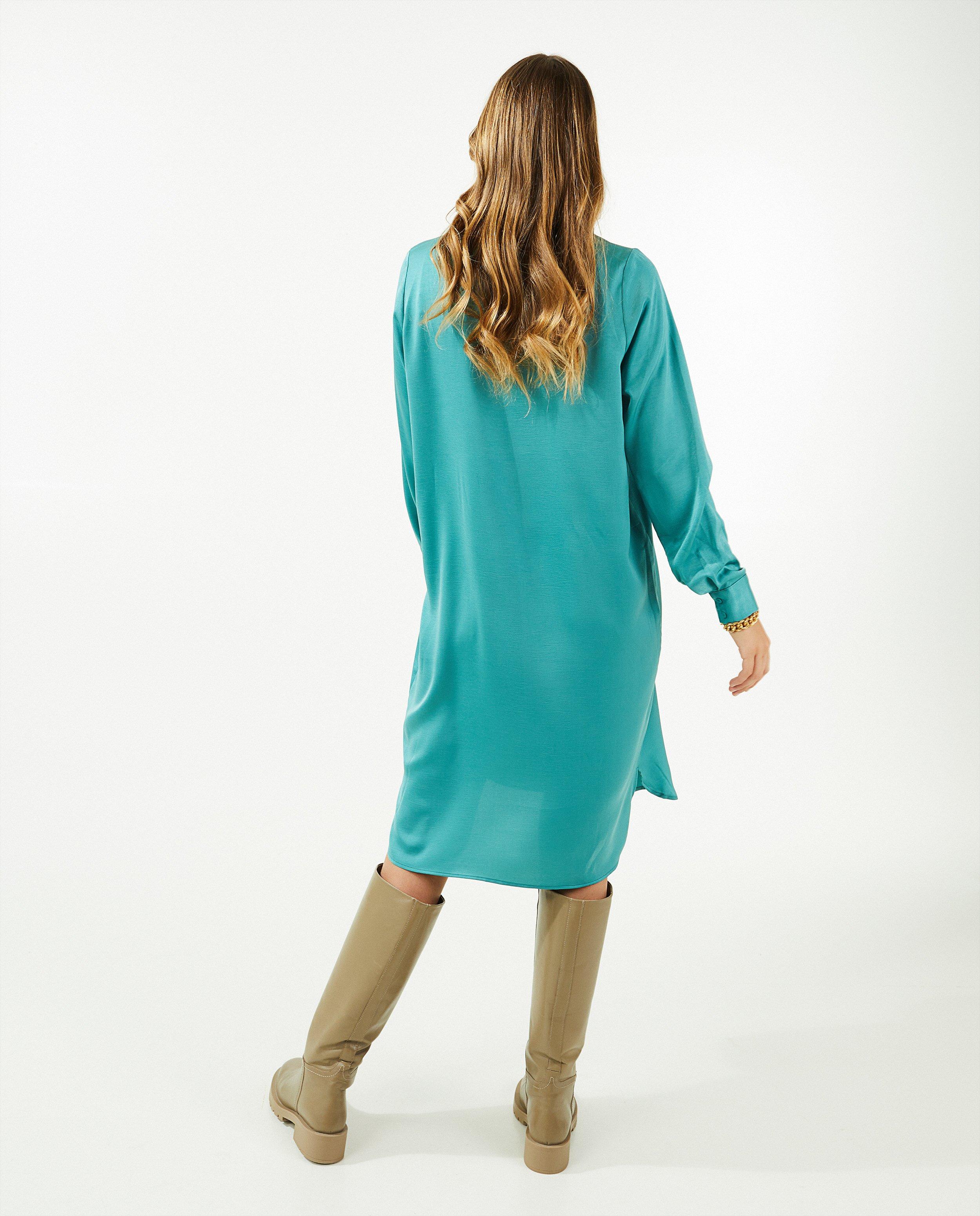 Turkoois satijnen jurk - Product Detail - blauw - afbeelding nummer 3