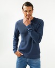 Truien - Blauwe trui met ribpatroon