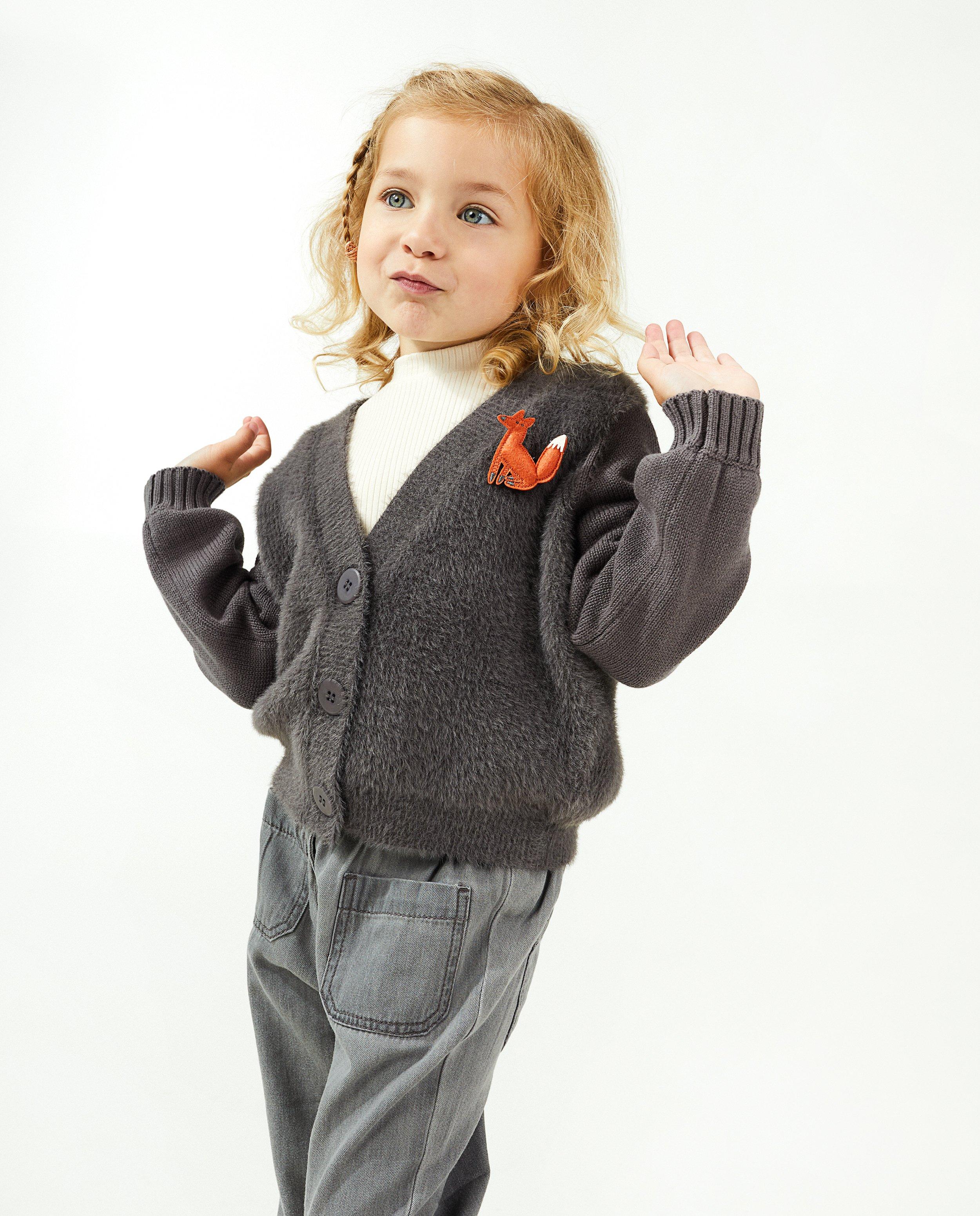 Oranje cardigan met speld - Product Detail - donkergrijs - afbeelding nummer 1