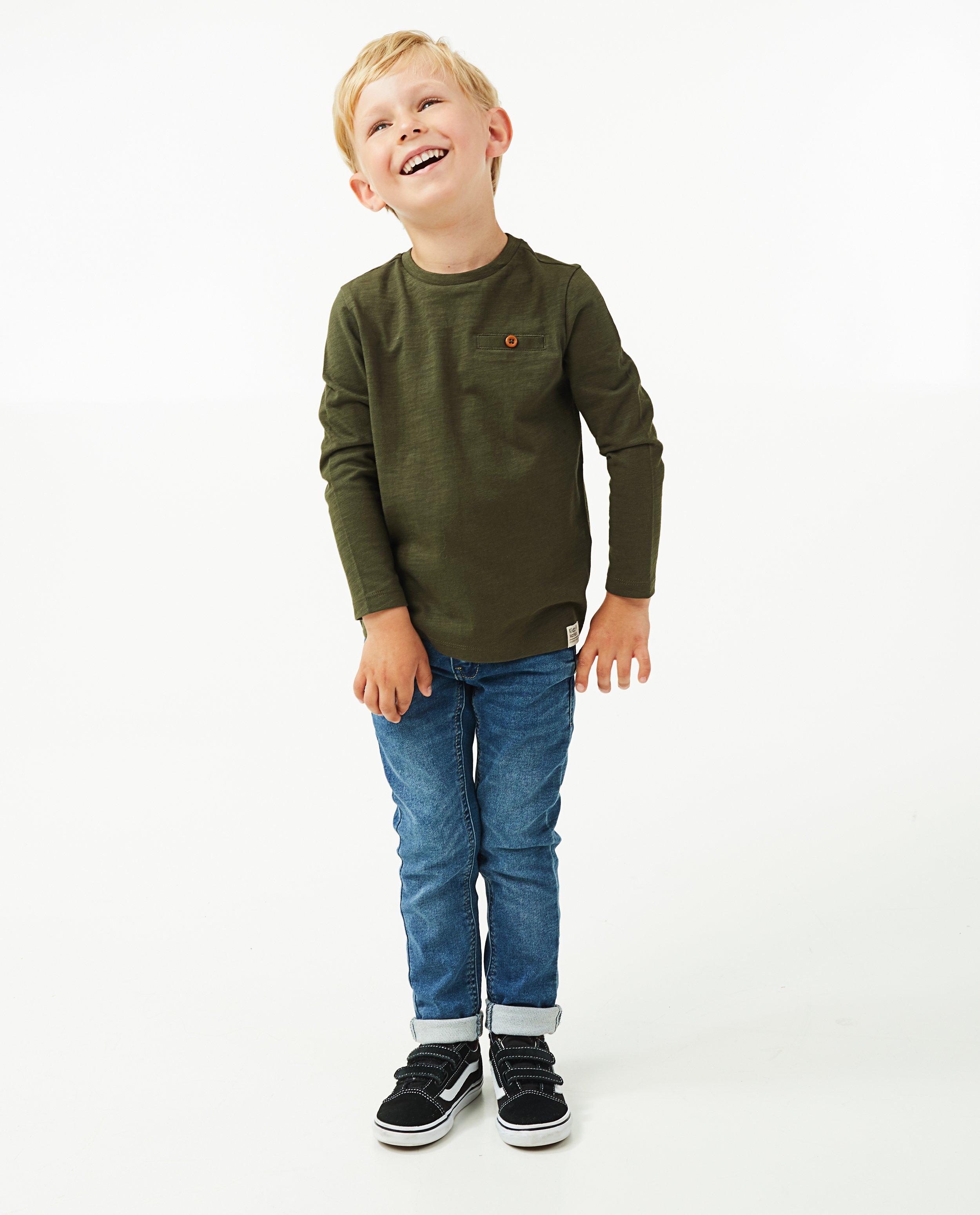 T-shirt rouge à manches longues en coton bio - null - Fish & Chips