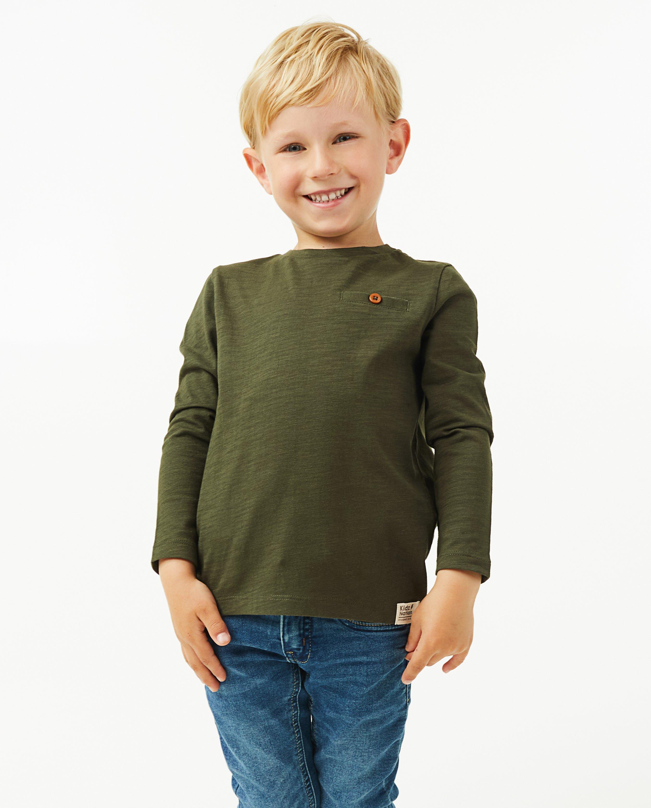 T-shirts - T-shirt rouge à manches longues en coton bio