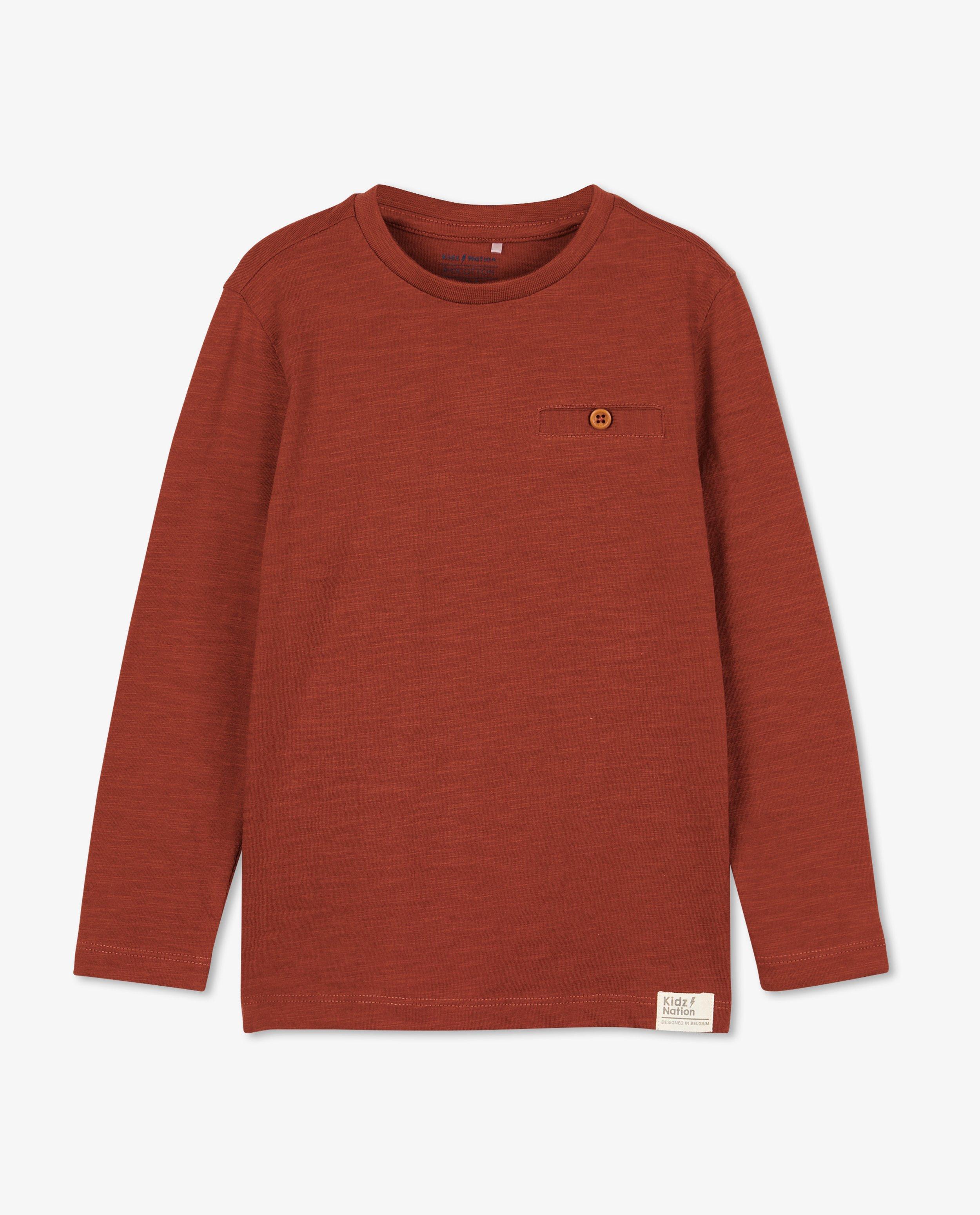 T-shirts - Rode longsleeve van biokatoen