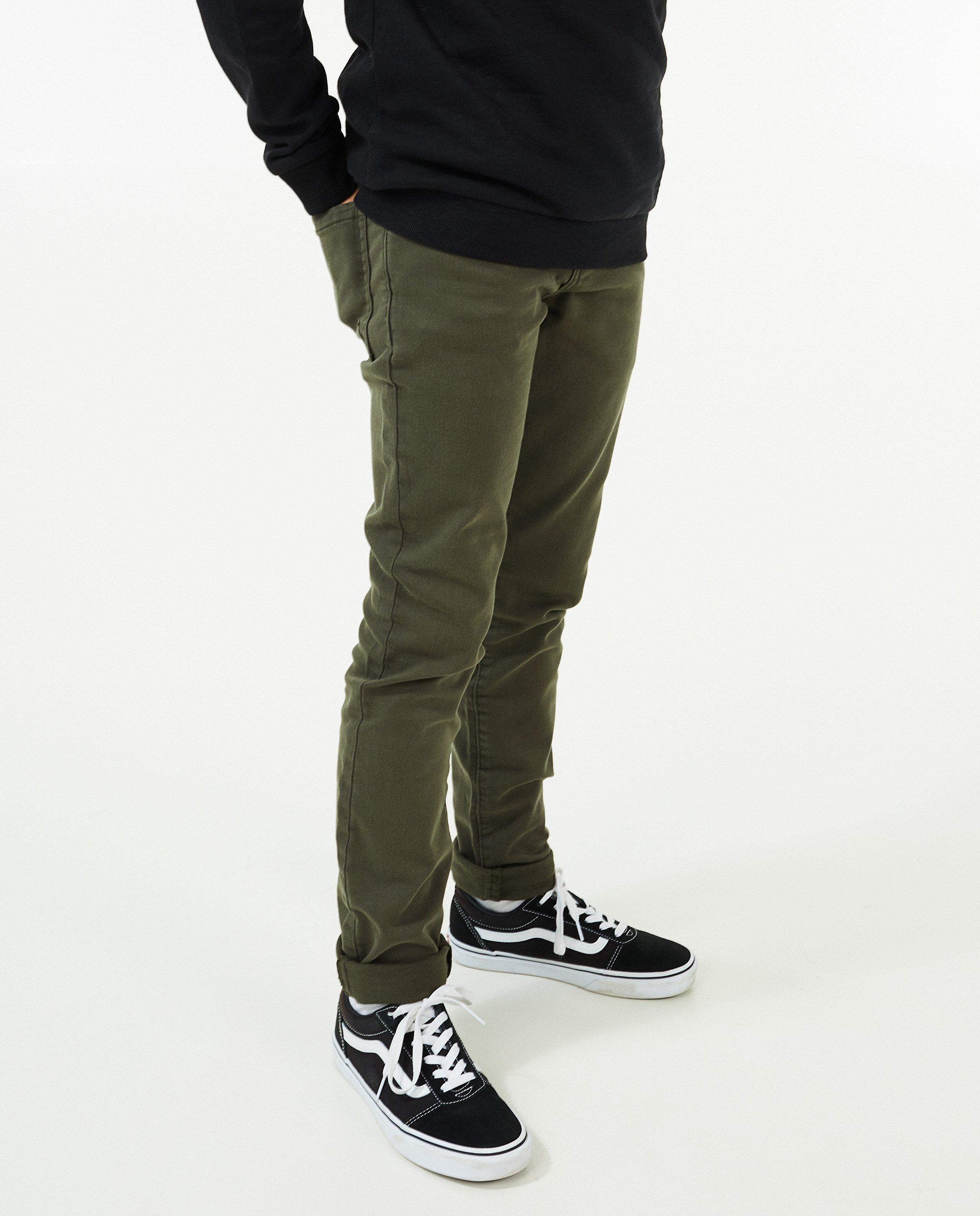 Broeken - Groene broek met slim fit, 7-14 jaar