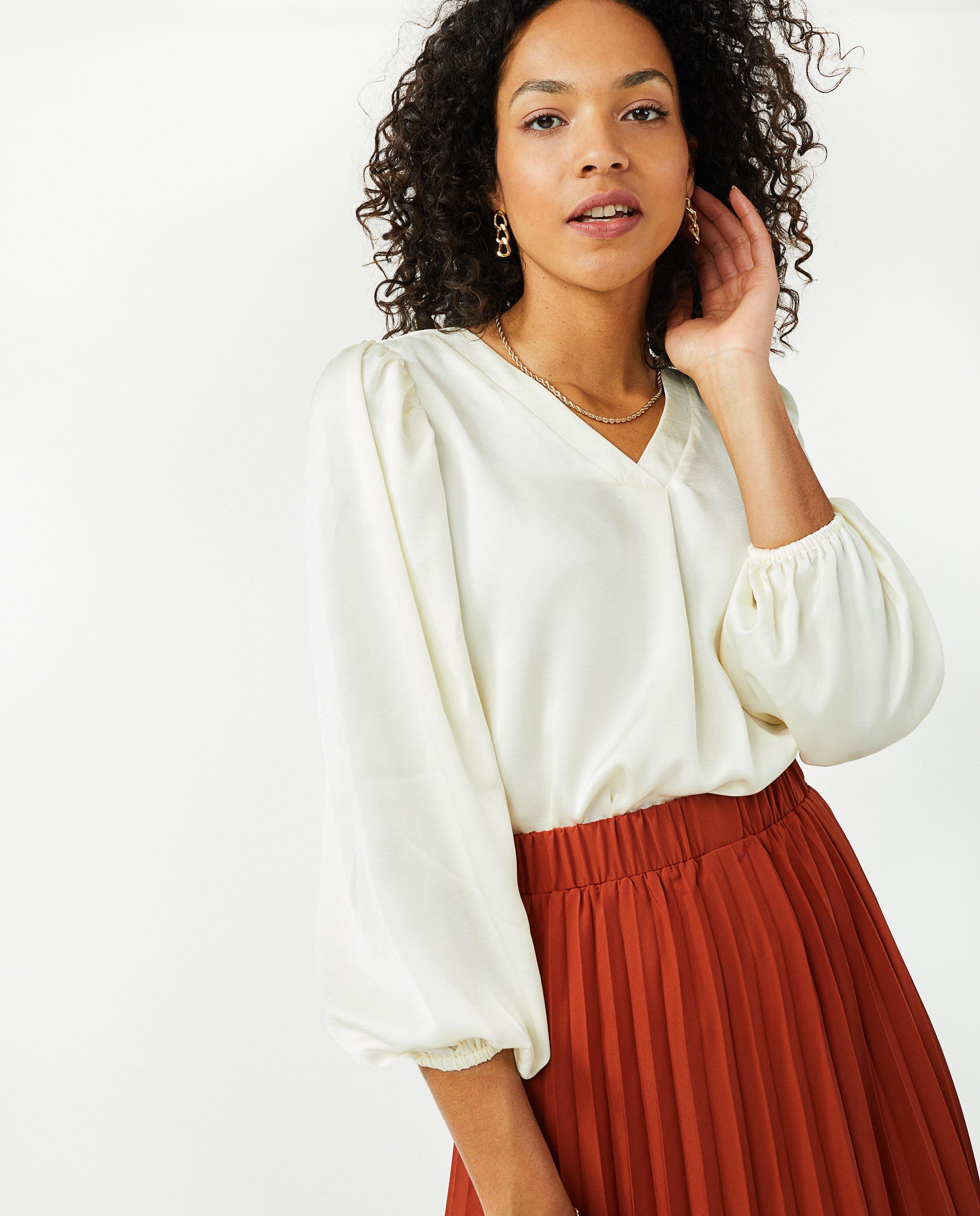 Hemden - Witte satijnen blouse