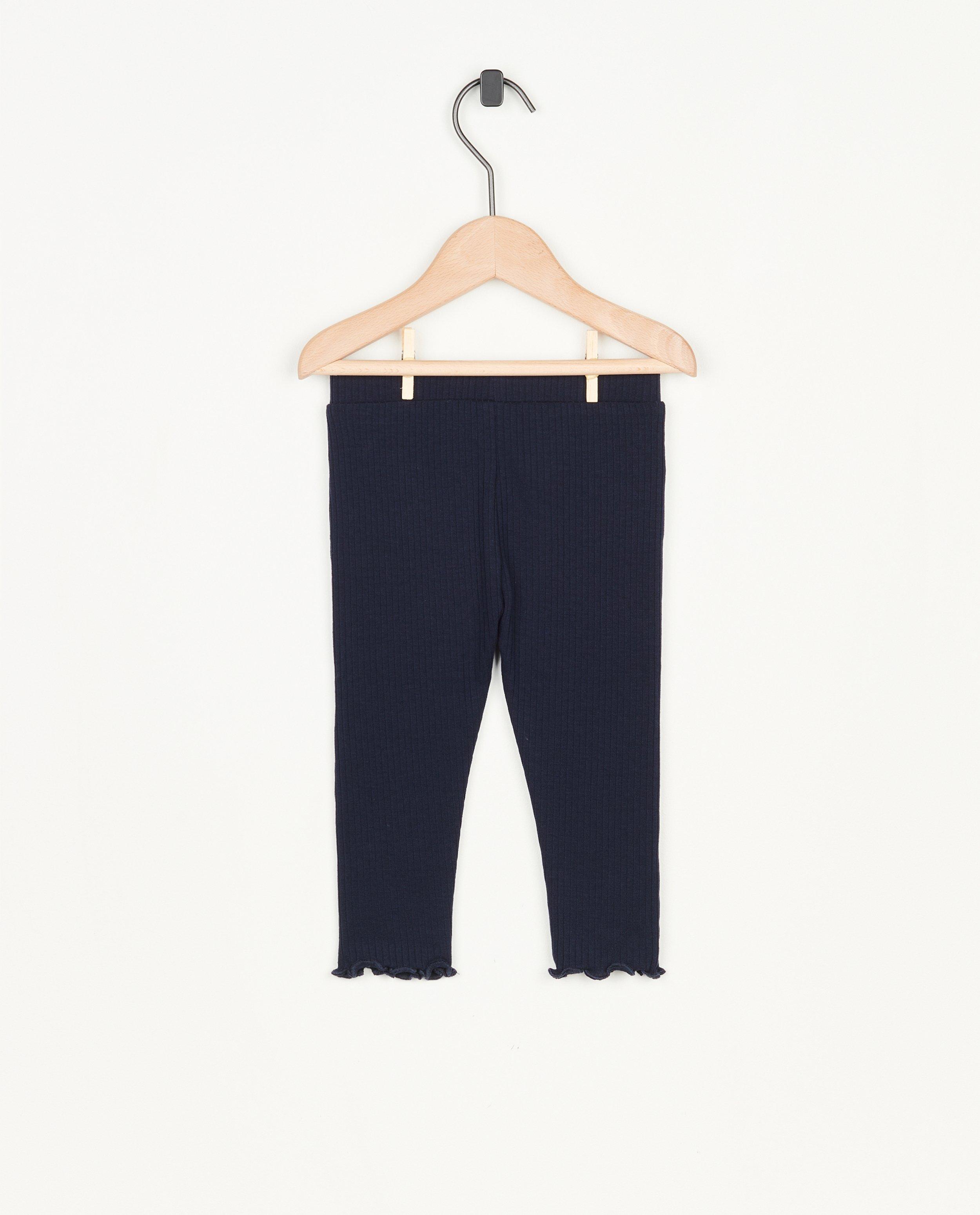 Leggings - Blauwe legging met rib