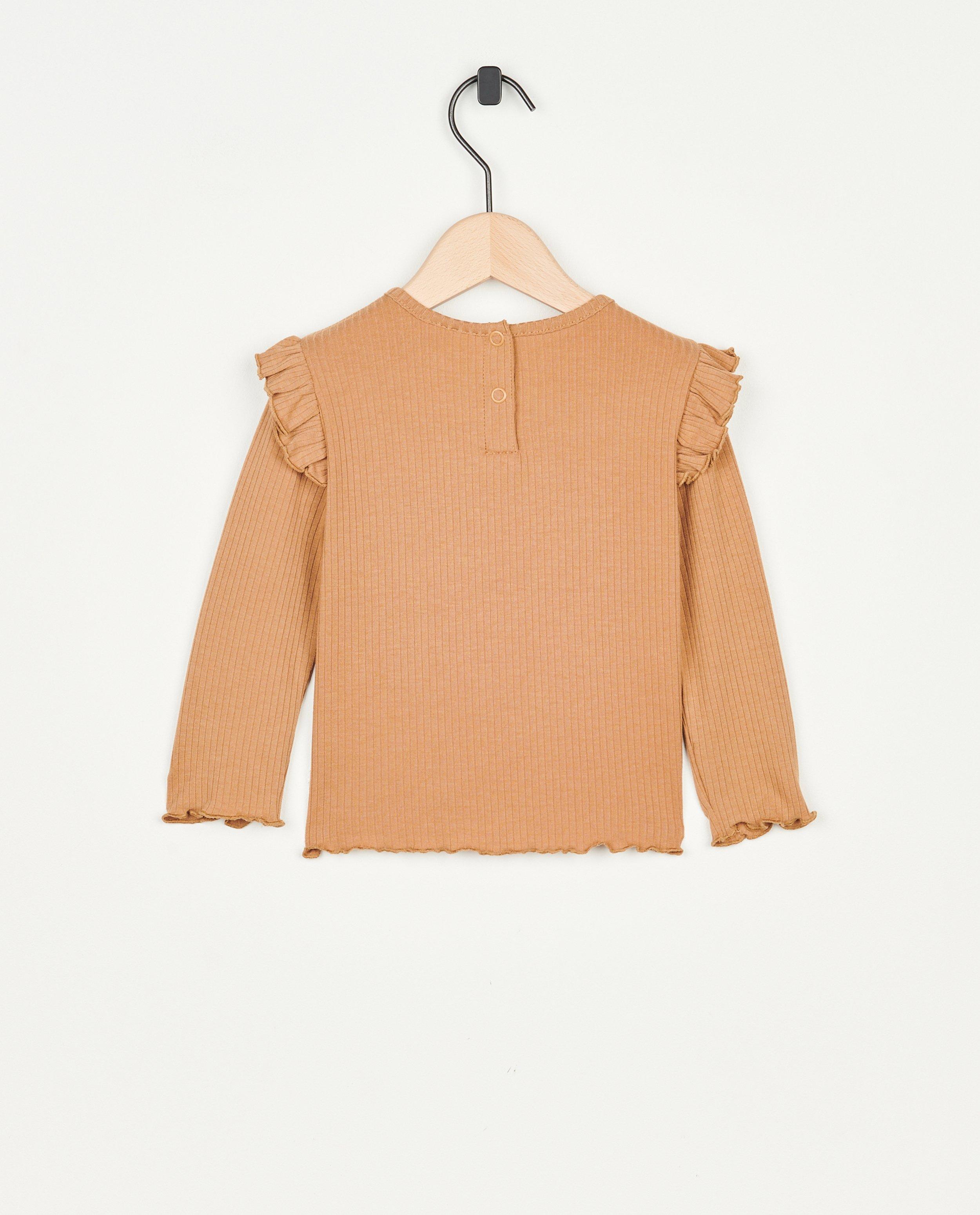 T-shirts - Longsleeve met ruches en rib