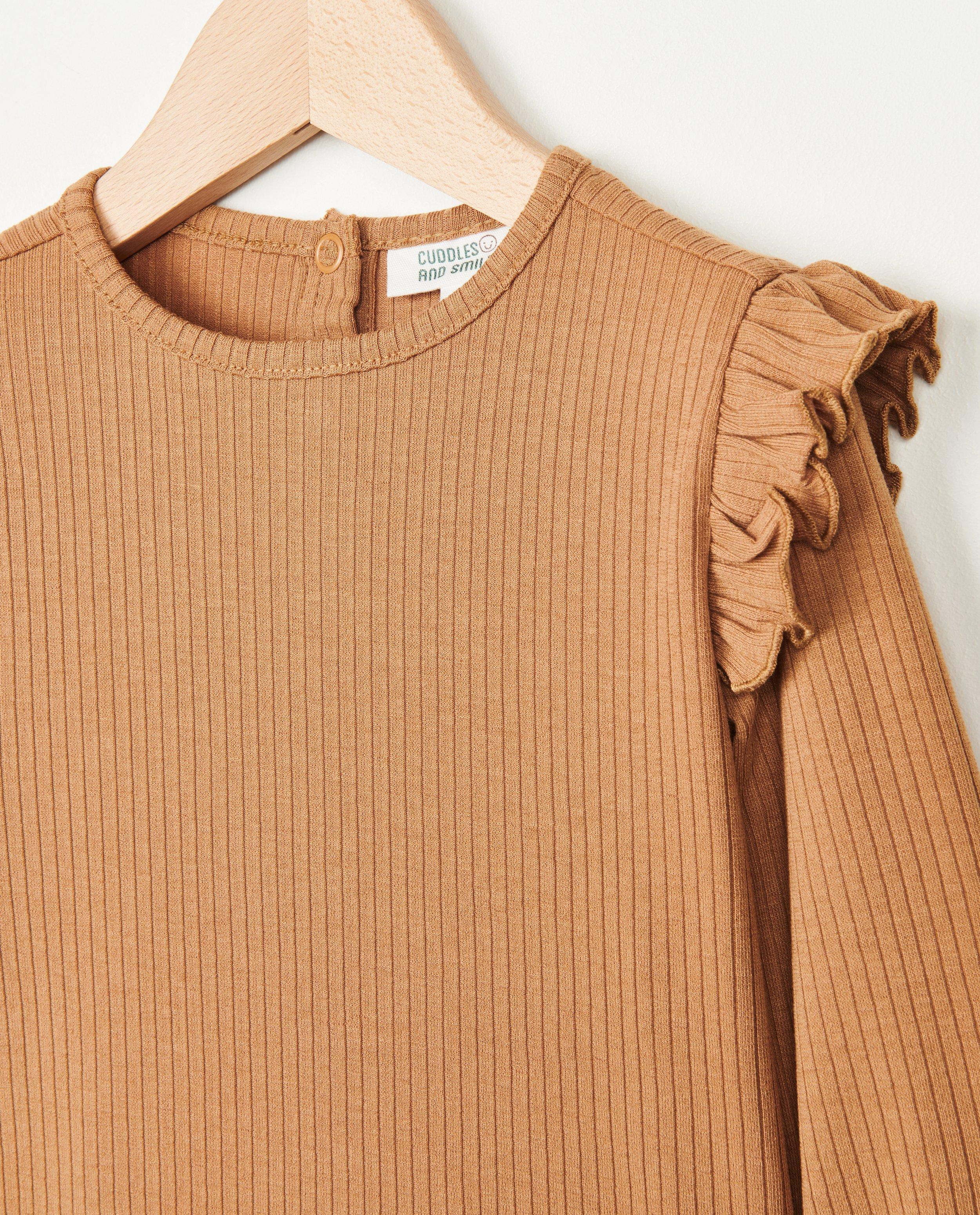 T-shirts - Longsleeve met ruches en rib