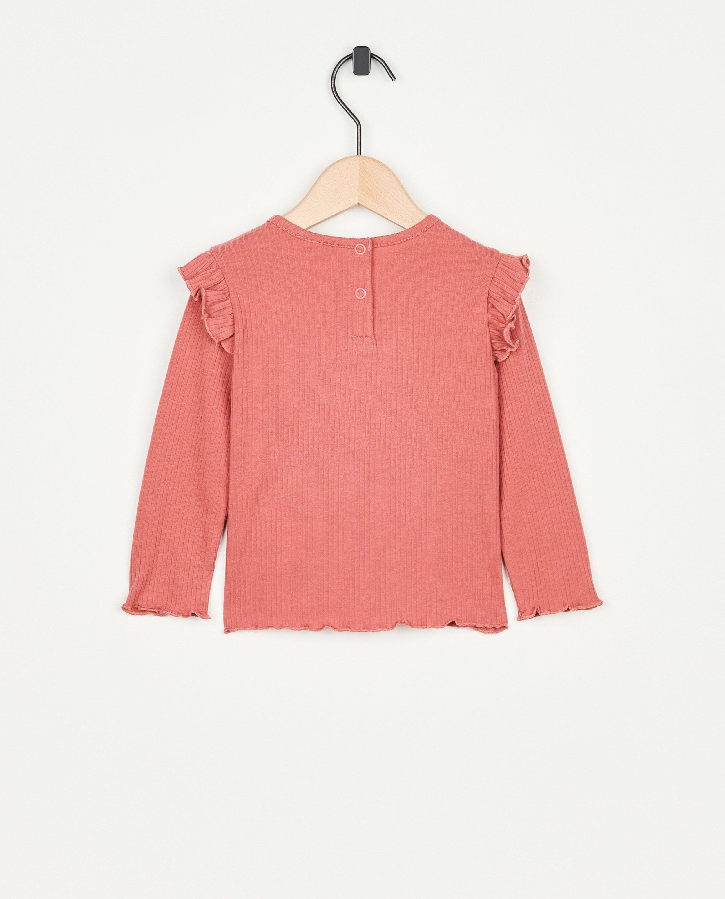 T-shirts - Longsleeve met ruches en rib