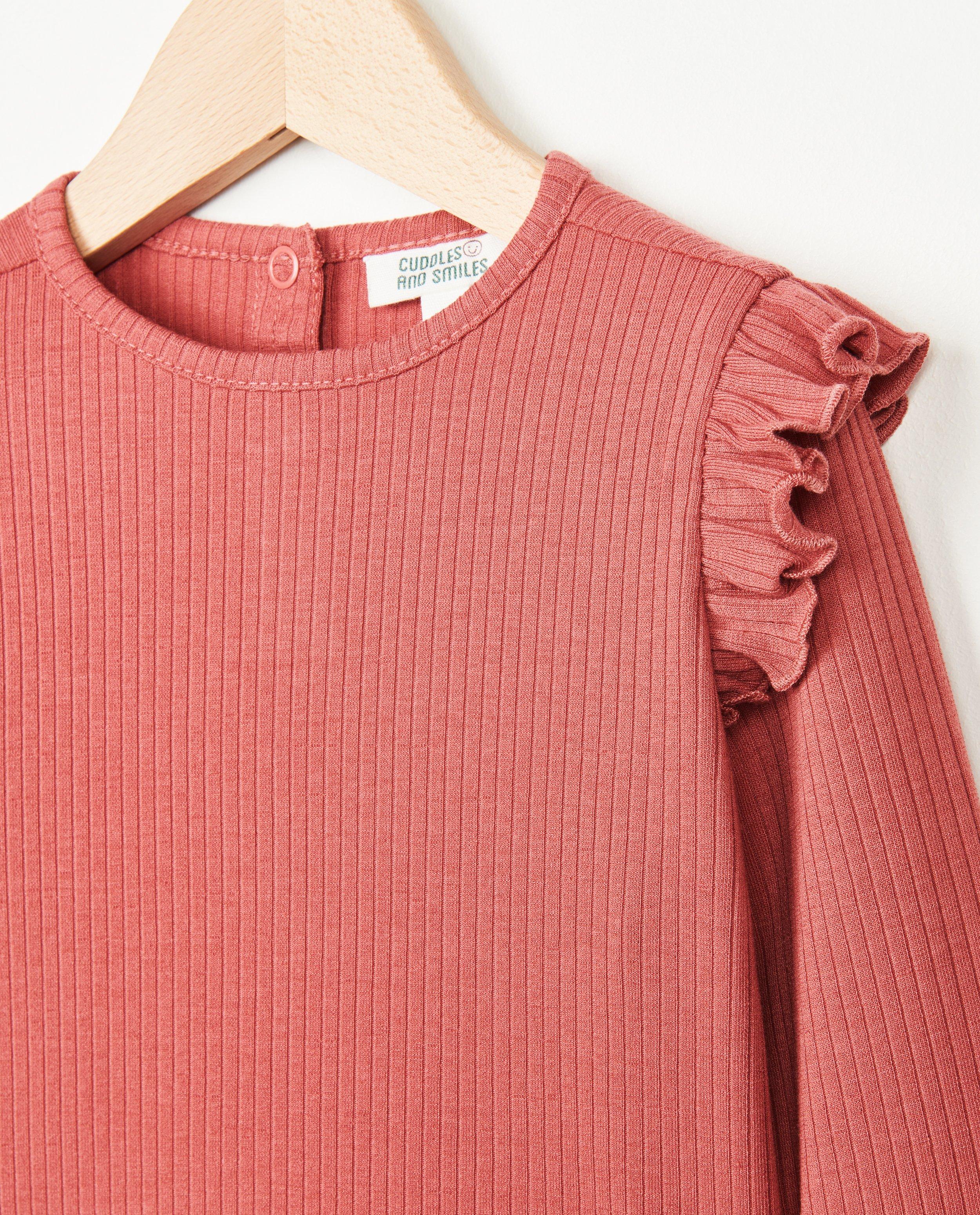 T-shirts - Longsleeve met ruches en rib