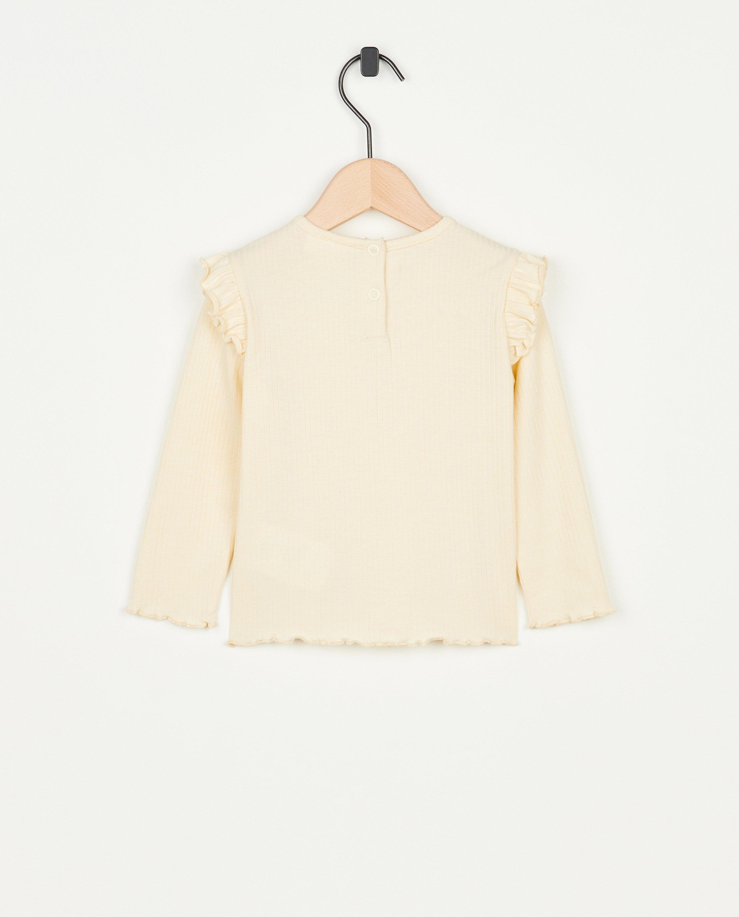 T-shirts - Longsleeve met ruches en rib