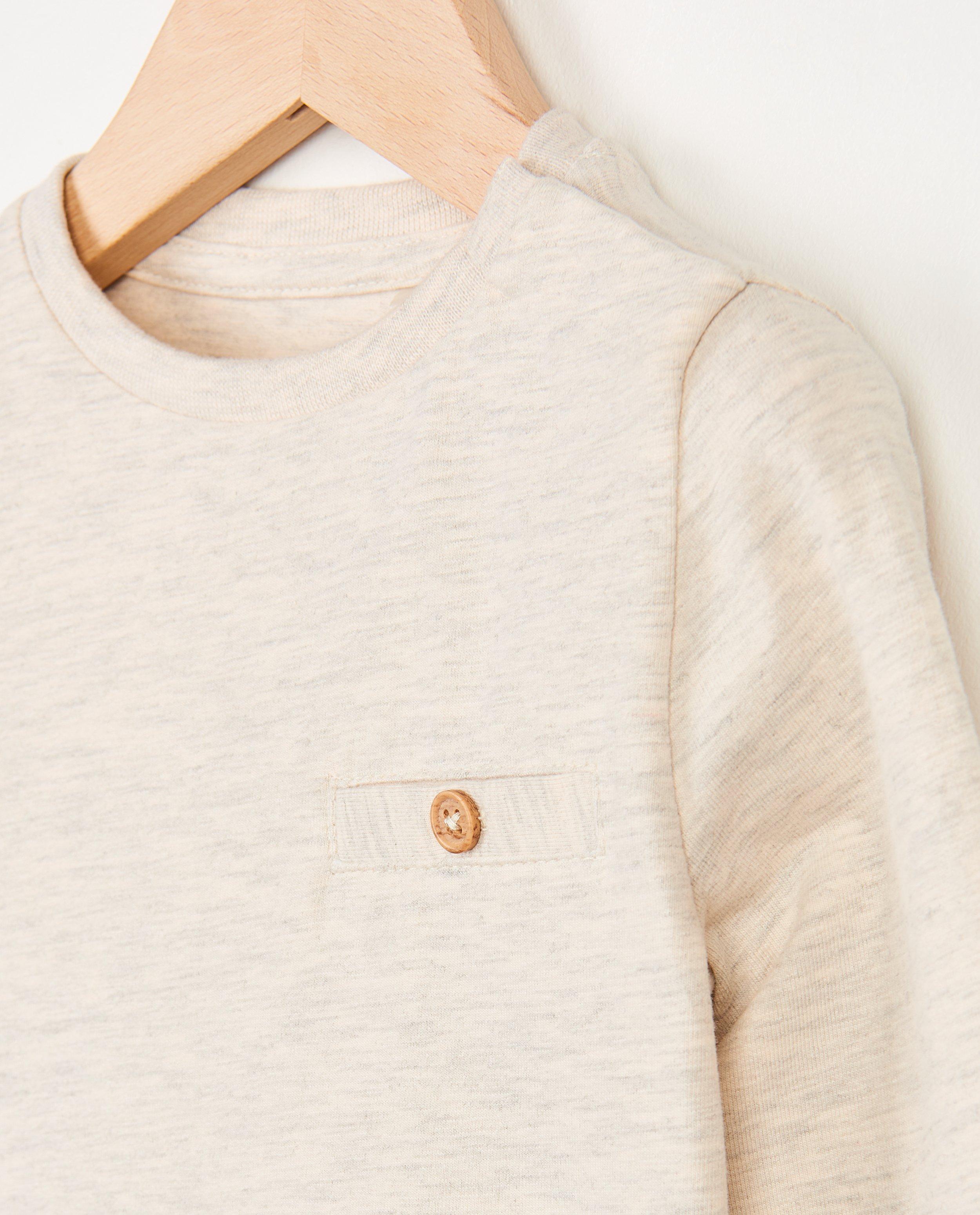 T-shirts - T-shirt beige chiné à manches longues