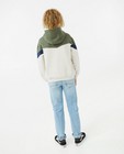 Sweaters - Beige hoodie met color block