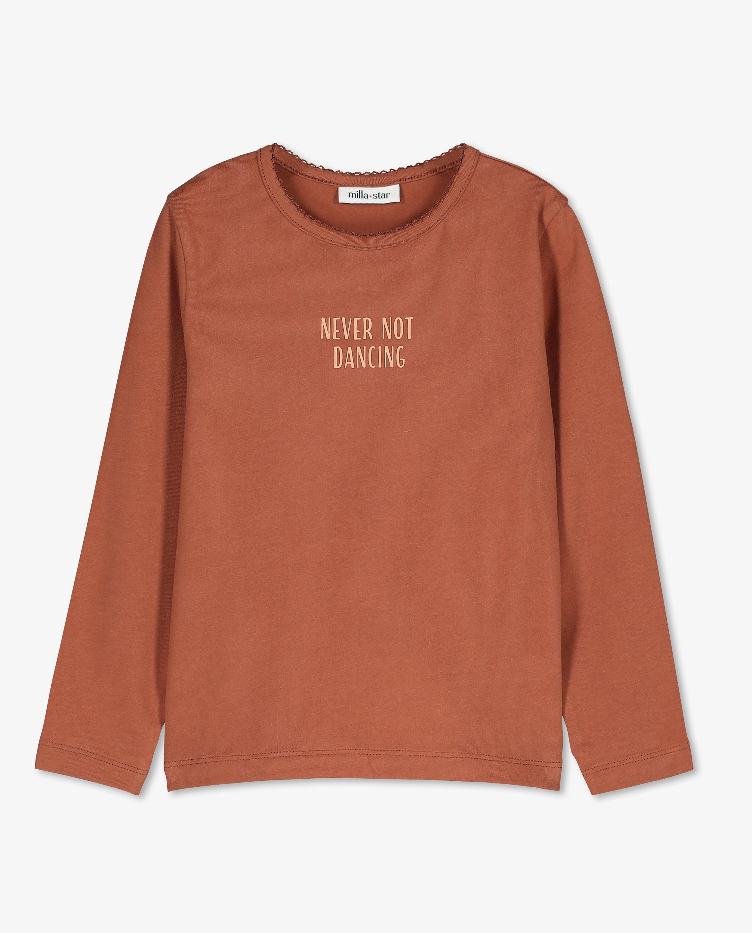 T-shirts - Offwhite longsleeve met opschrift