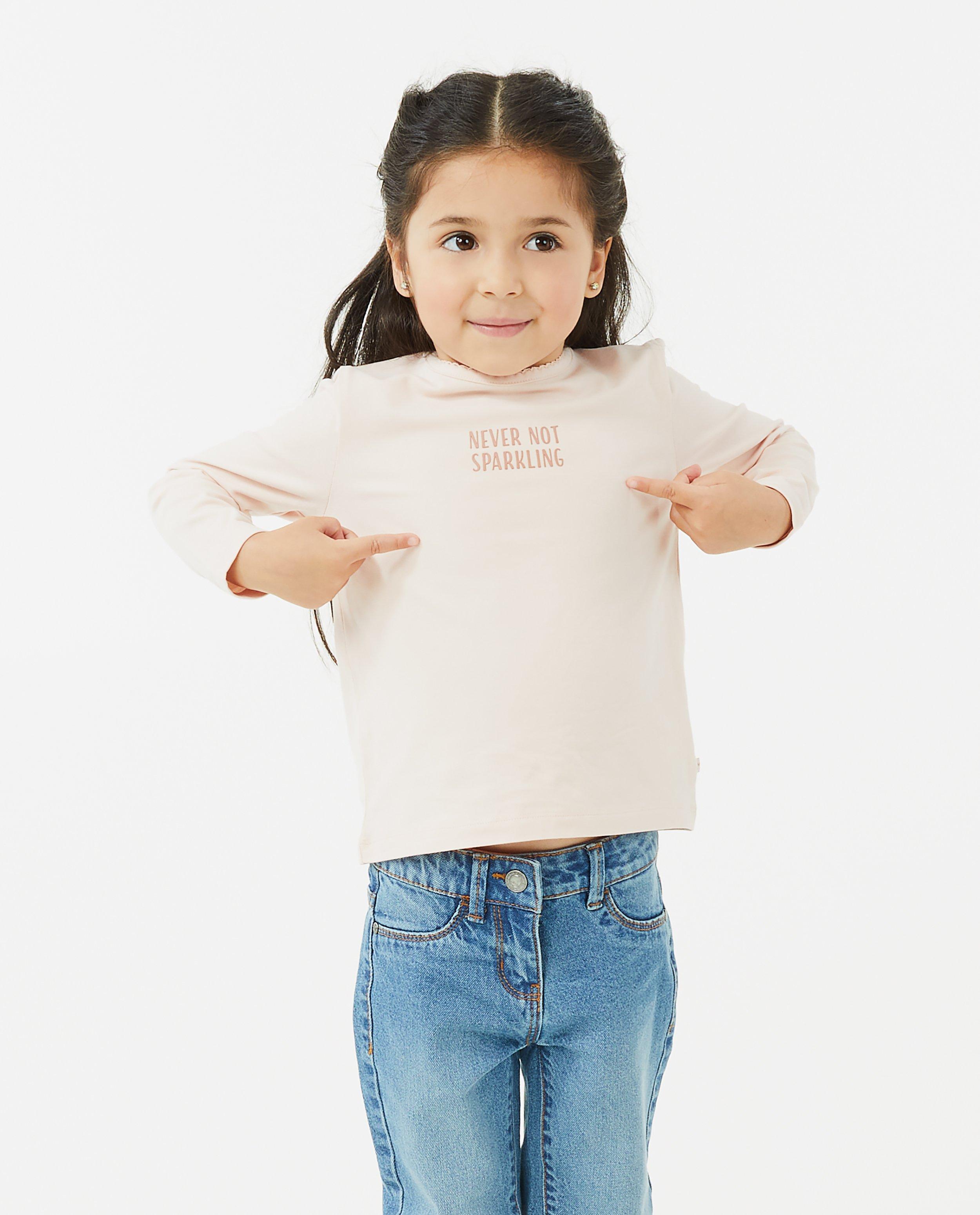 T-shirts - Offwhite longsleeve met opschrift