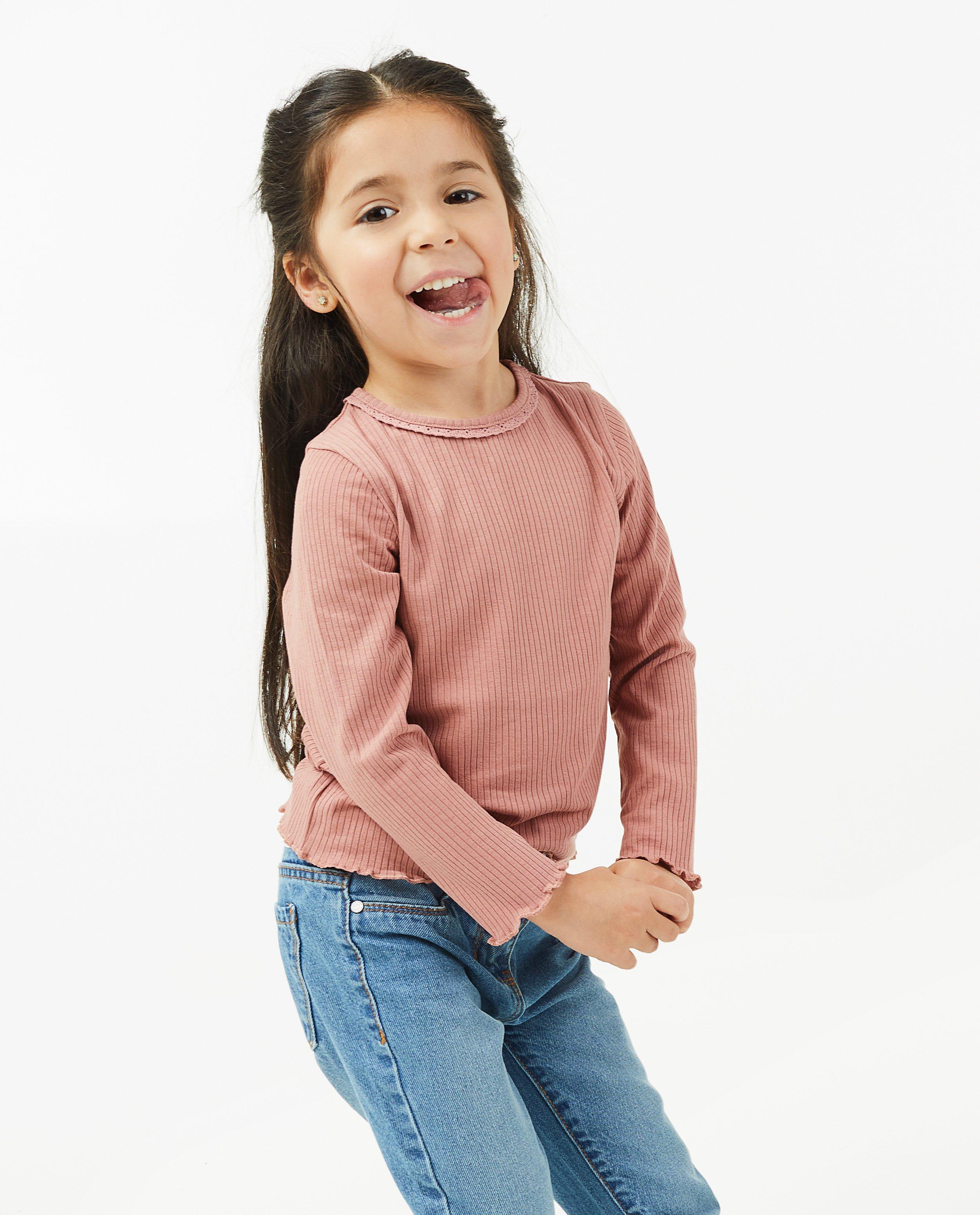 T-shirts - Roze longsleeve met rib