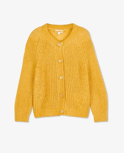 Cardigan jaune en tricot côtelé