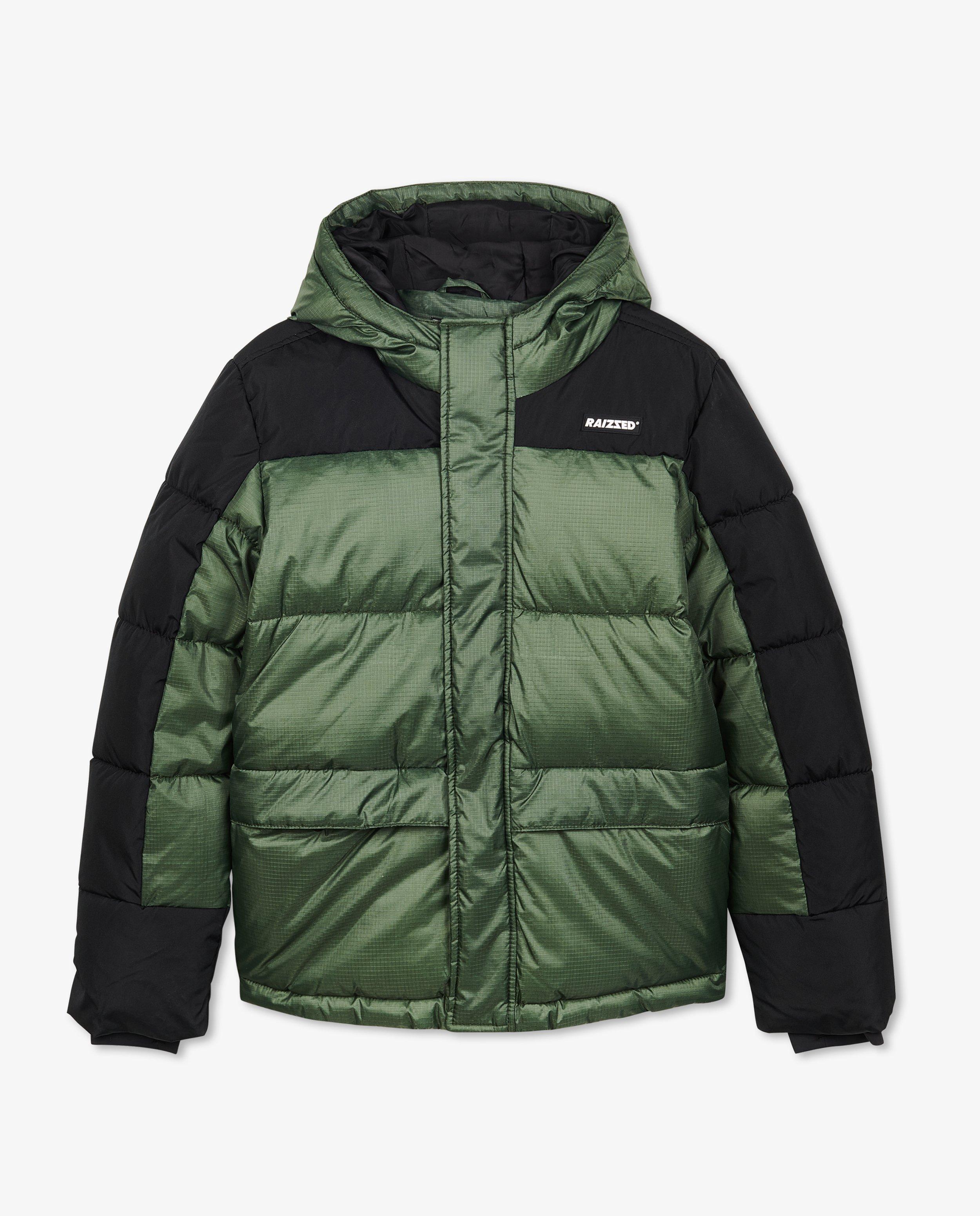 Groene winterjas met zwarte details - null - Raizzed